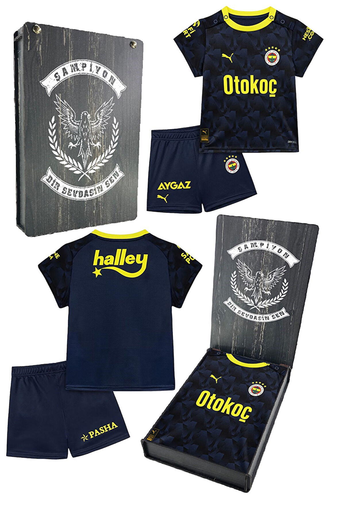 Fenerbahçe Orijinal Lisanslı 23/24 Lacivert Mini Forma Set Hediyelik Ahşap Kutulu