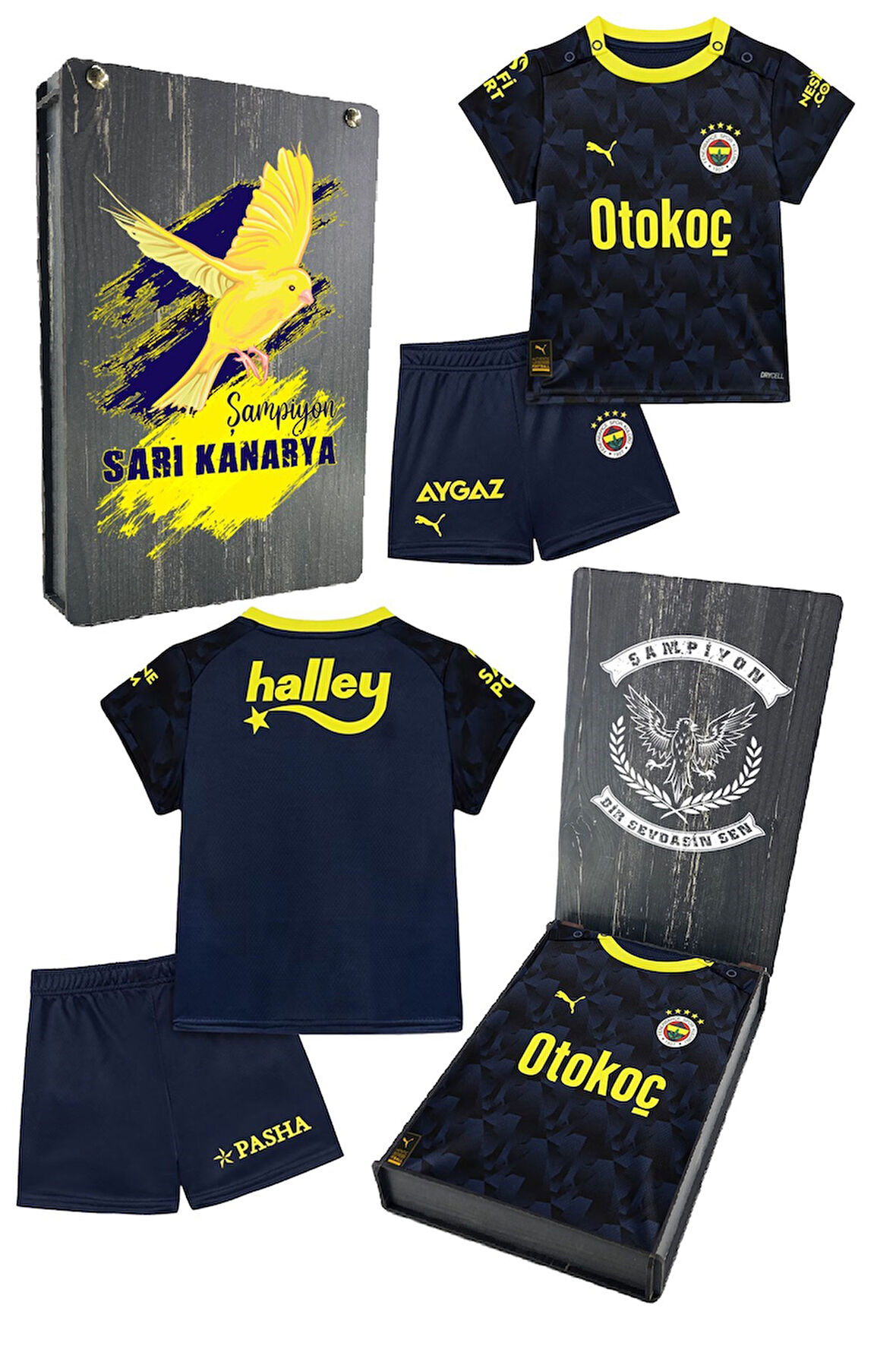 Fenerbahçe Orijinal Lisanslı 23/24 Lacivert Mini Forma Set Hediyelik Ahşap Kutulu