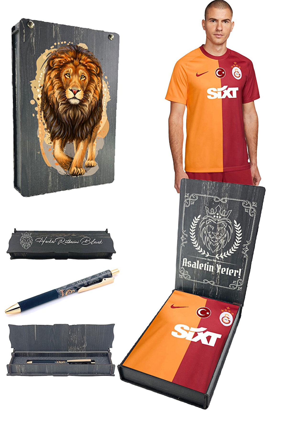 Galatasaray Orijinal 23-24 Parçalı 5 Yıldızlı Forma + Hybrit Kalem Hediyelik Set  Özel Ta