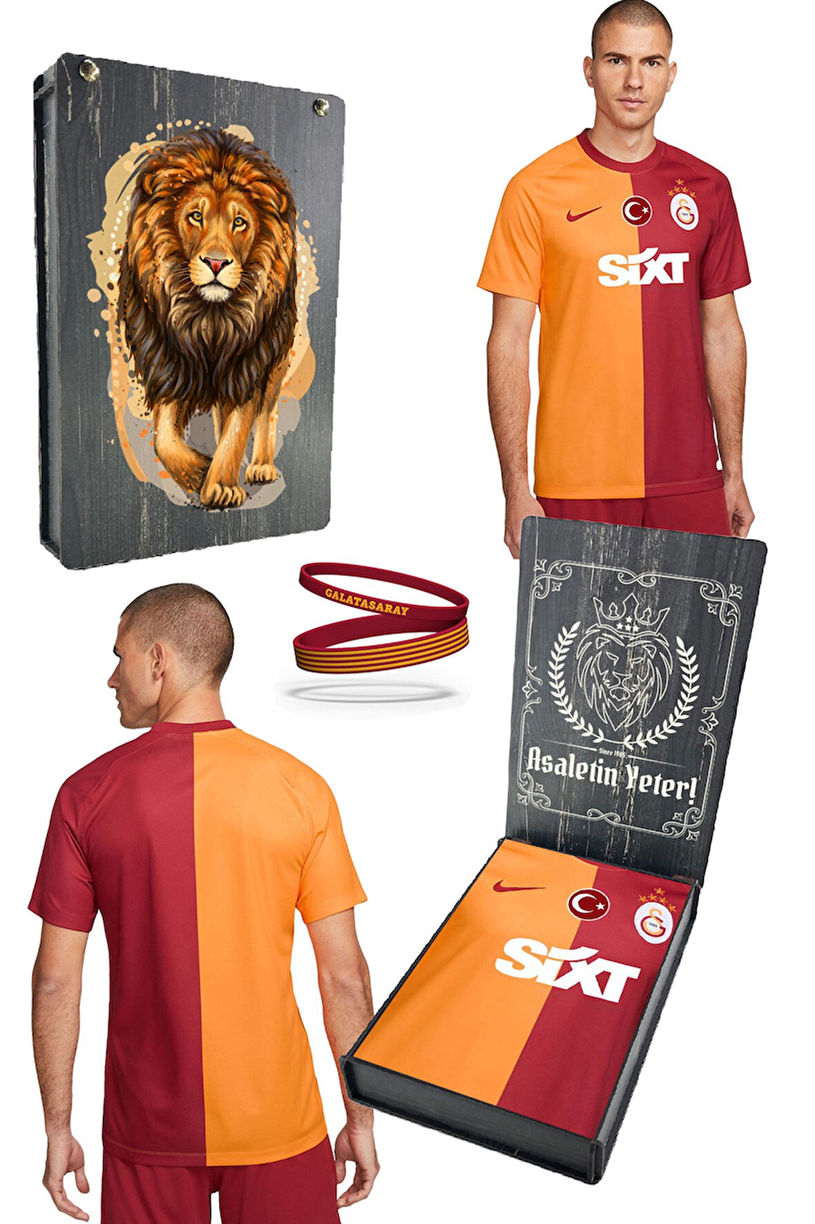 Galatasaray Orijinal 23-24 Parçalı 5 Yıldızlı Forma + Bileklik Set Özel Ahşap Kutulu