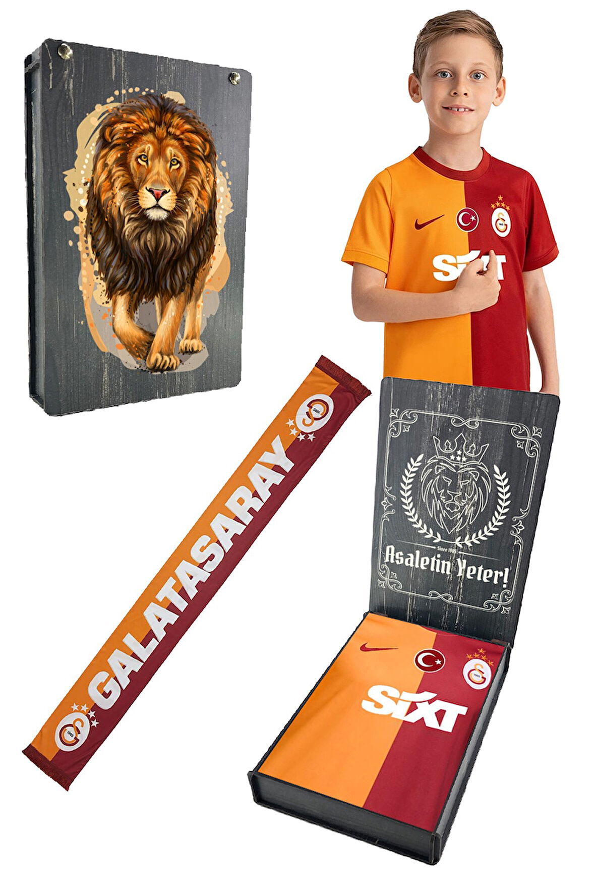 Galatasaray Orijinal Lisanslı 23-24 Sezonu Sarı Kırmızı 5 Yıldızlı Çocuk Forma + Şal Kaşk