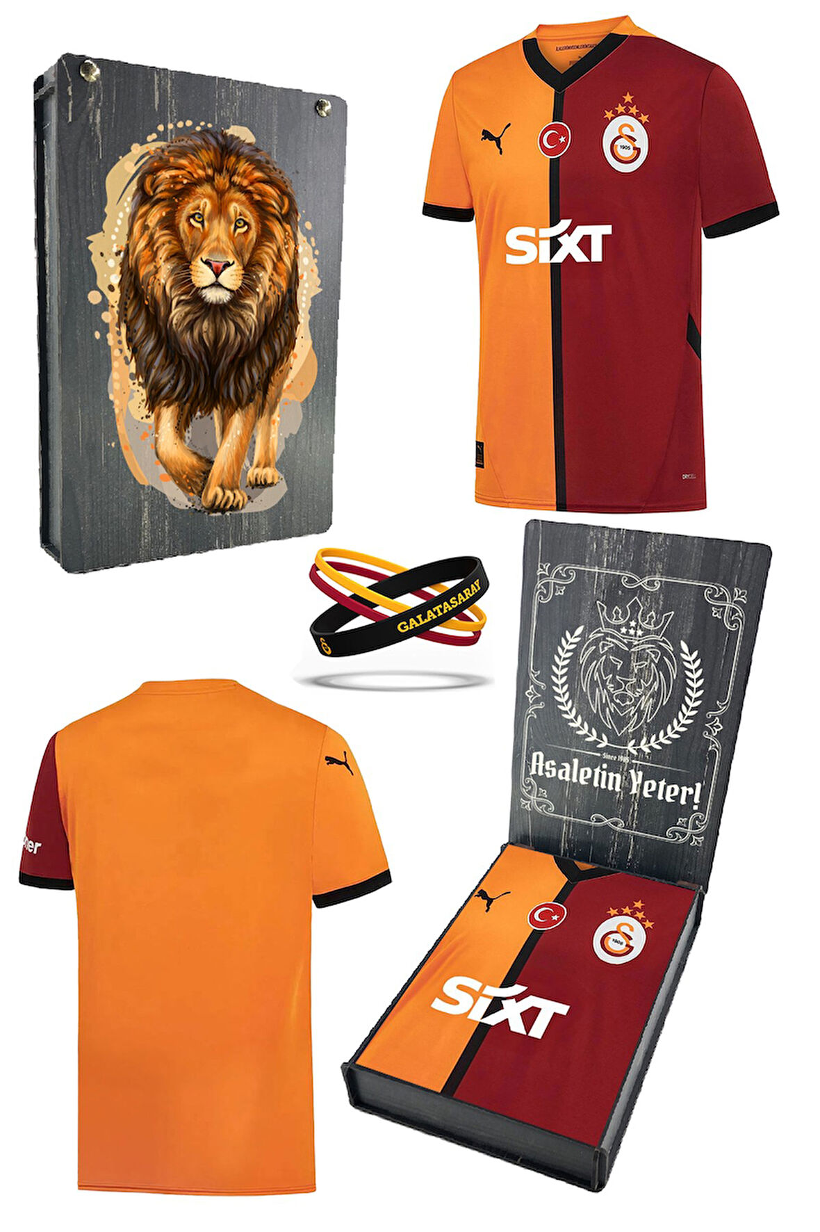 Galatasaray Orijinal Lisanslı 24/25 Parçalı 5 Yıldızlı Forma Spor Bileklik Set Aslan Bask