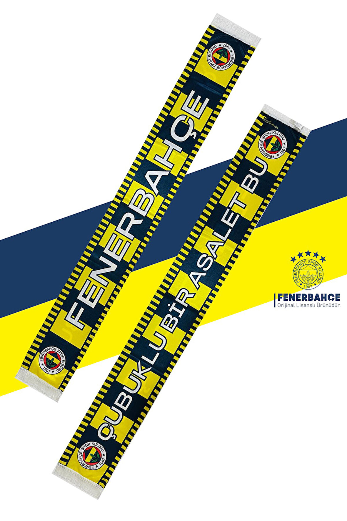 Fenerbahçe Orijinal Lisanslı Çubuklu Bir Asalet Saten Şal Atkı