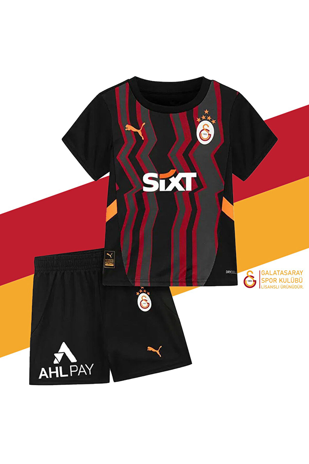 Galatasaray Orijinal Lisanslı 24-25 Siyah 5 Yıldızlı Çocuk Forma Set