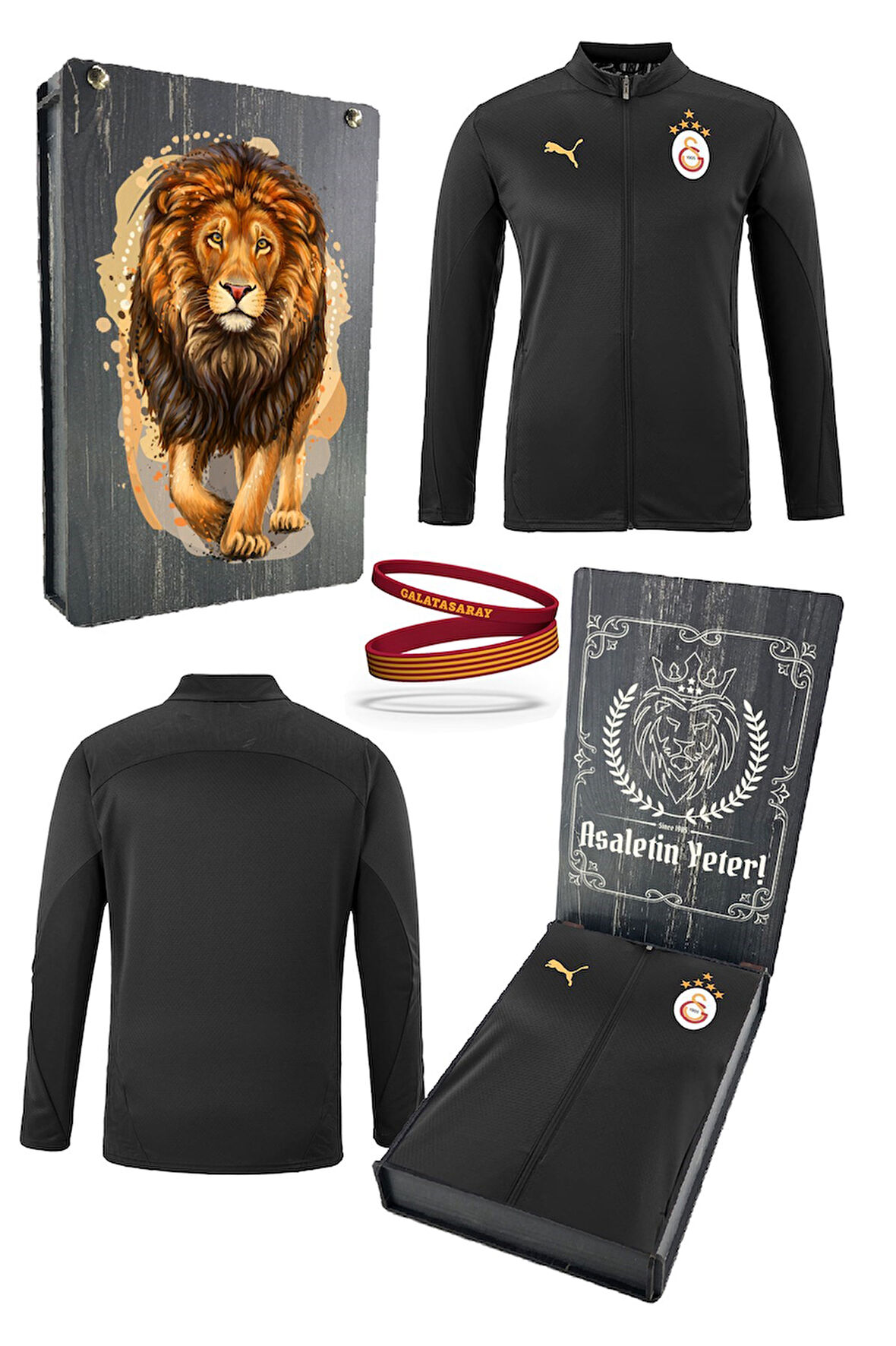 Galatasaray Orijinal Lisanslı 5 Yıldızlı A Takım Tam Fermuarlı Antrenman Üst Siyah Sweat