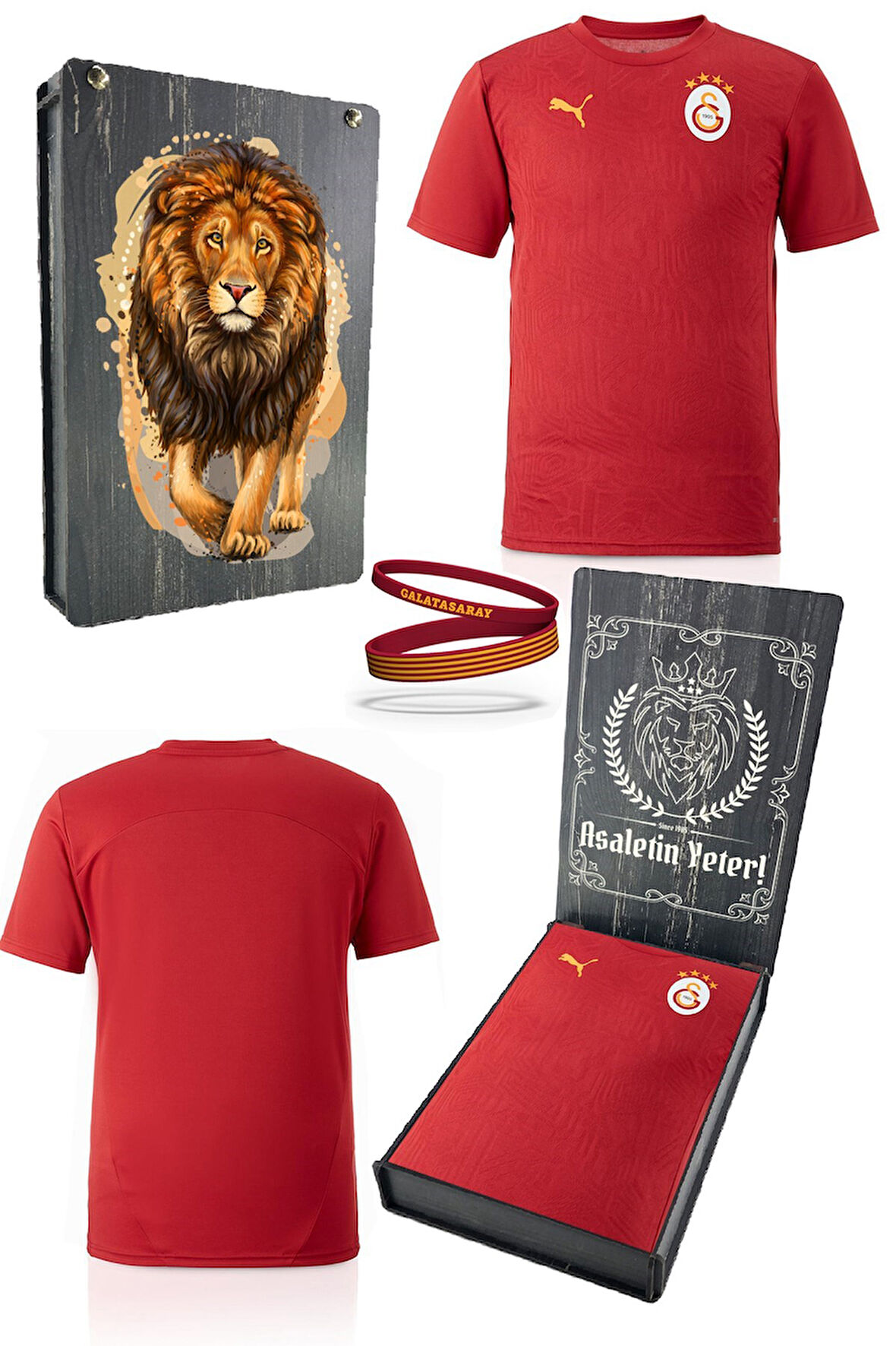 Galatasaray Orijinal Lisanslı Sıfır Yaka Kırmızı A Takım Antrenman T-Shirt + Bileklik Set