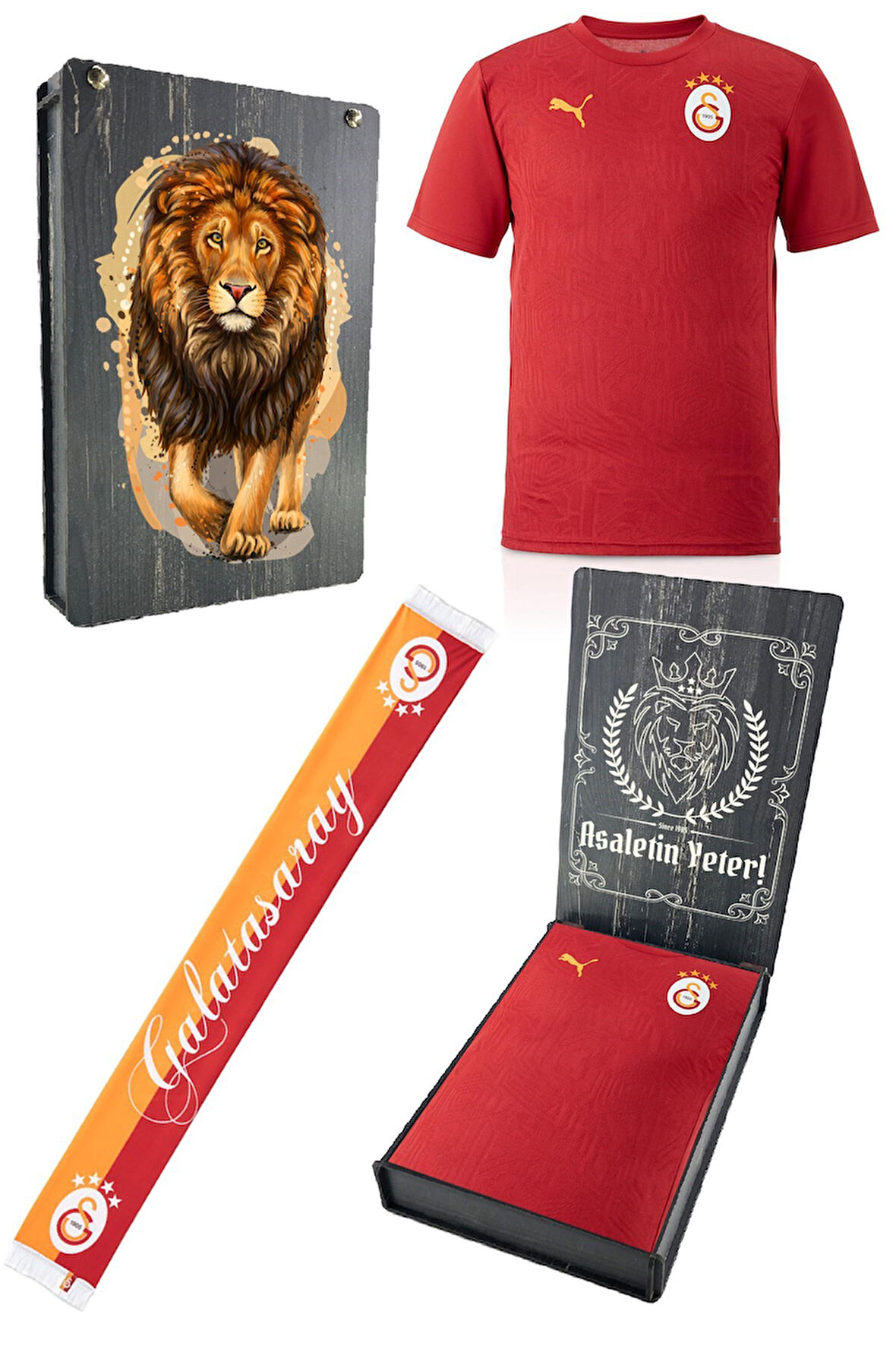 Galatasaray Orijinal Lisanslı Sıfır Yaka Kırmızı A Takım Antrenman T-Shirt + Şal Kaşkol Set
