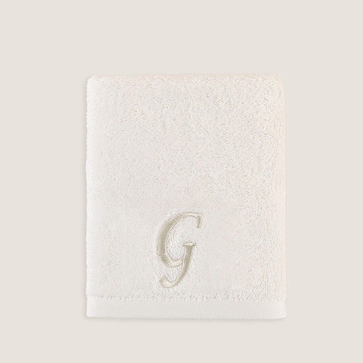 Solid Nakışlı Yüz Havlusu 50x90 cm Ekru