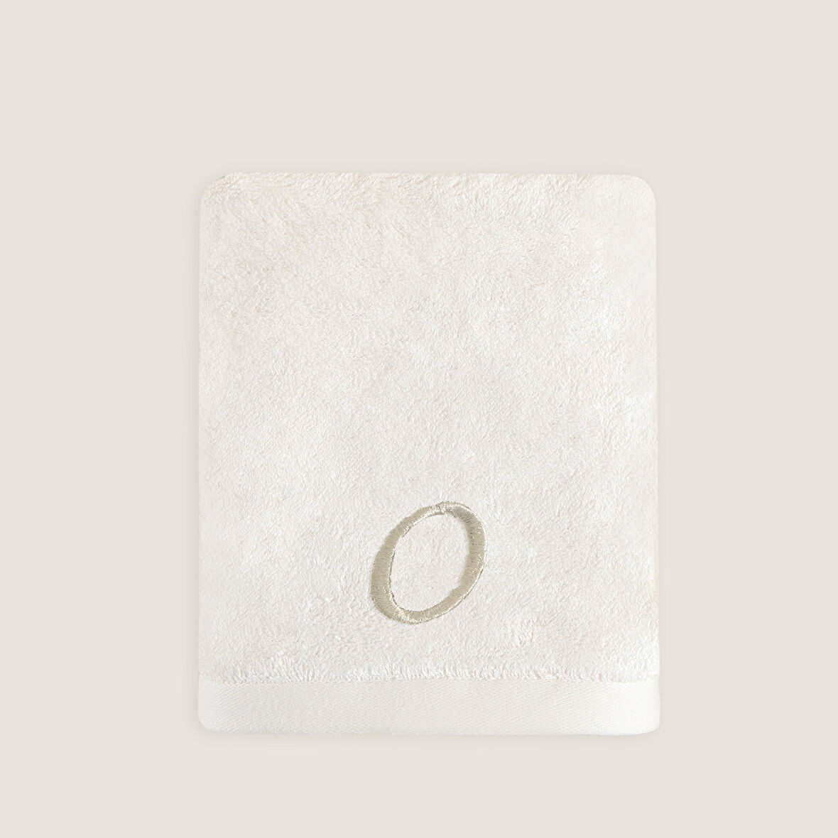 Solid Nakışlı Yüz Havlusu 50x90 cm Ekru