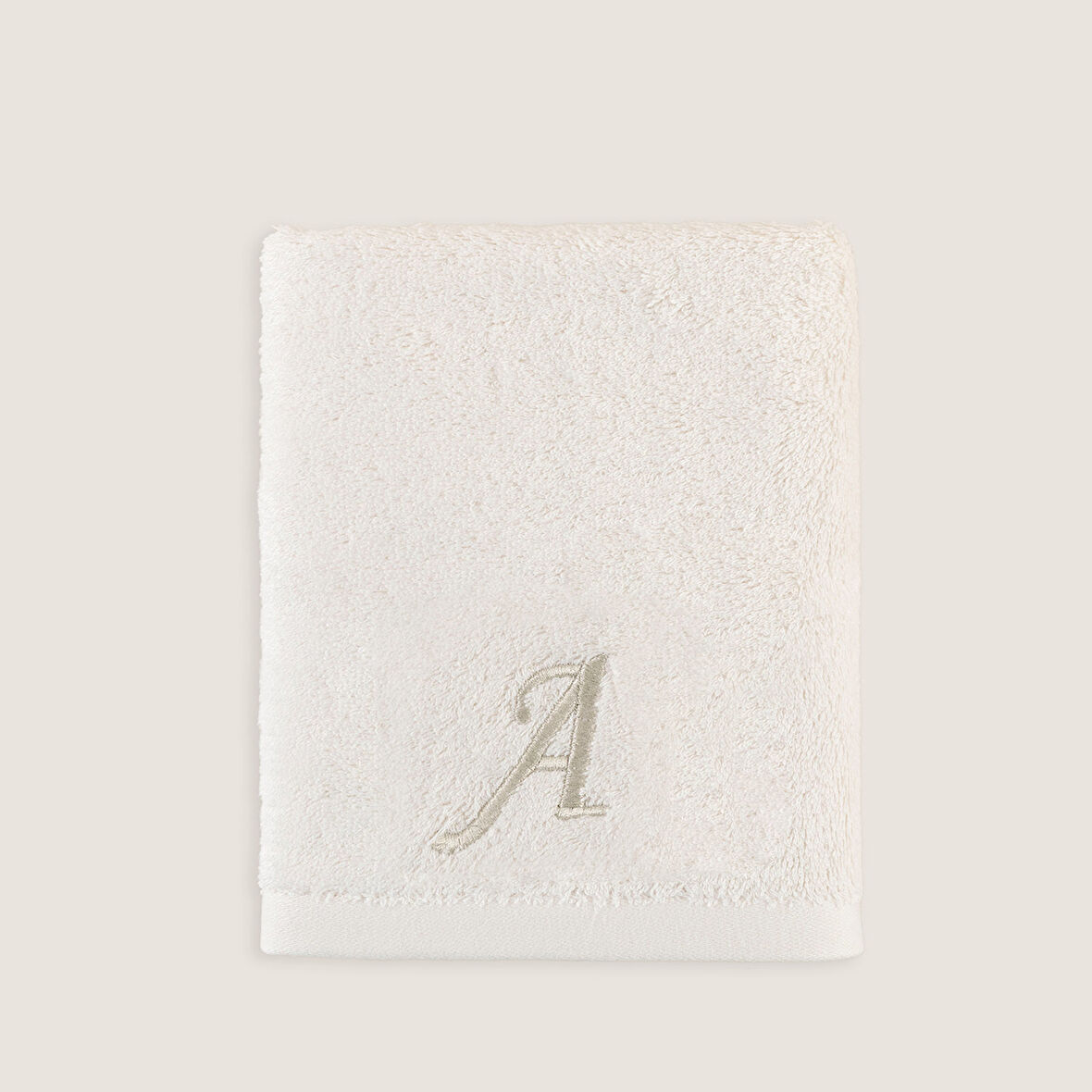 Solid Nakışlı Yüz Havlusu 50x90 cm Ekru