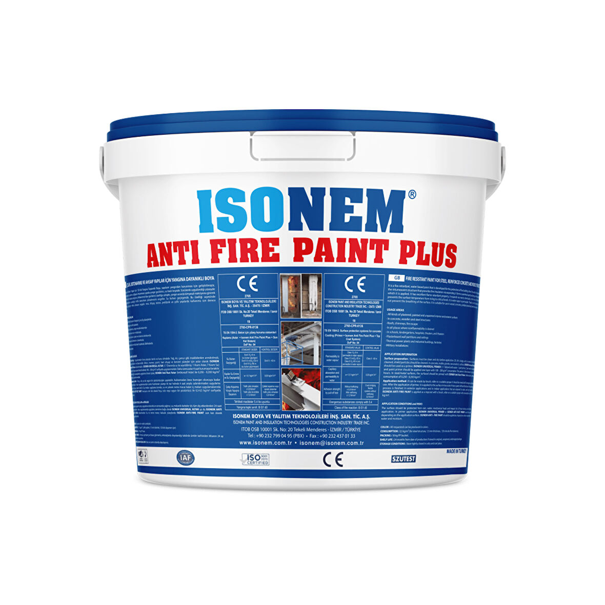 ISONEM ANTIFIRE PAINT PLUS Çelik Ahşap Beton 120 Dk Yangına Dayanıklı Beyaz Boya 18 Kg