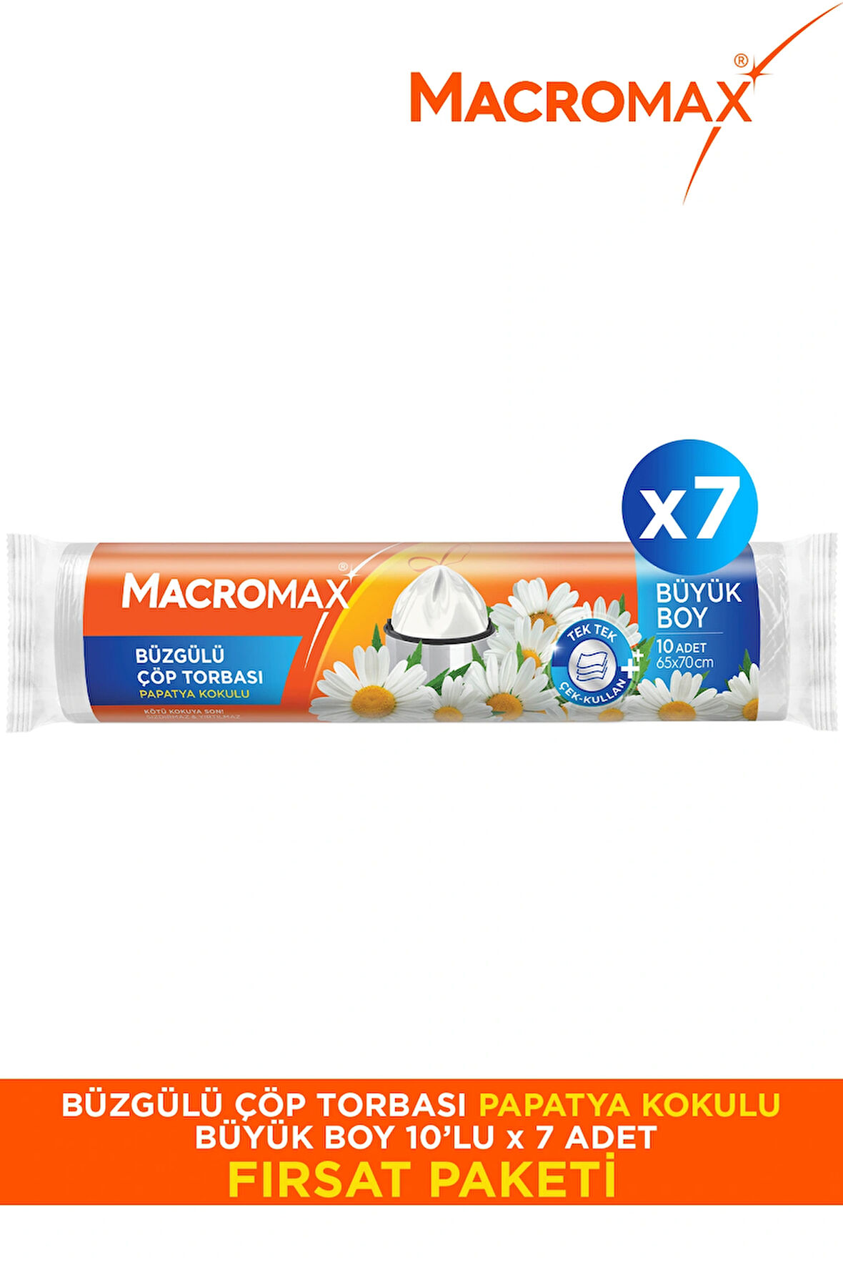 Büzgülü Çöp Torbası Papatya Büyük Boy- 10'Lu X 7