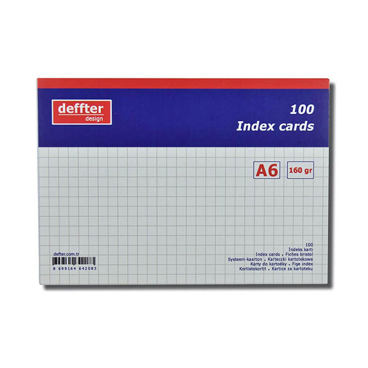 Deffter Index Kartı A6 Beyaz Kareli 64208-3
