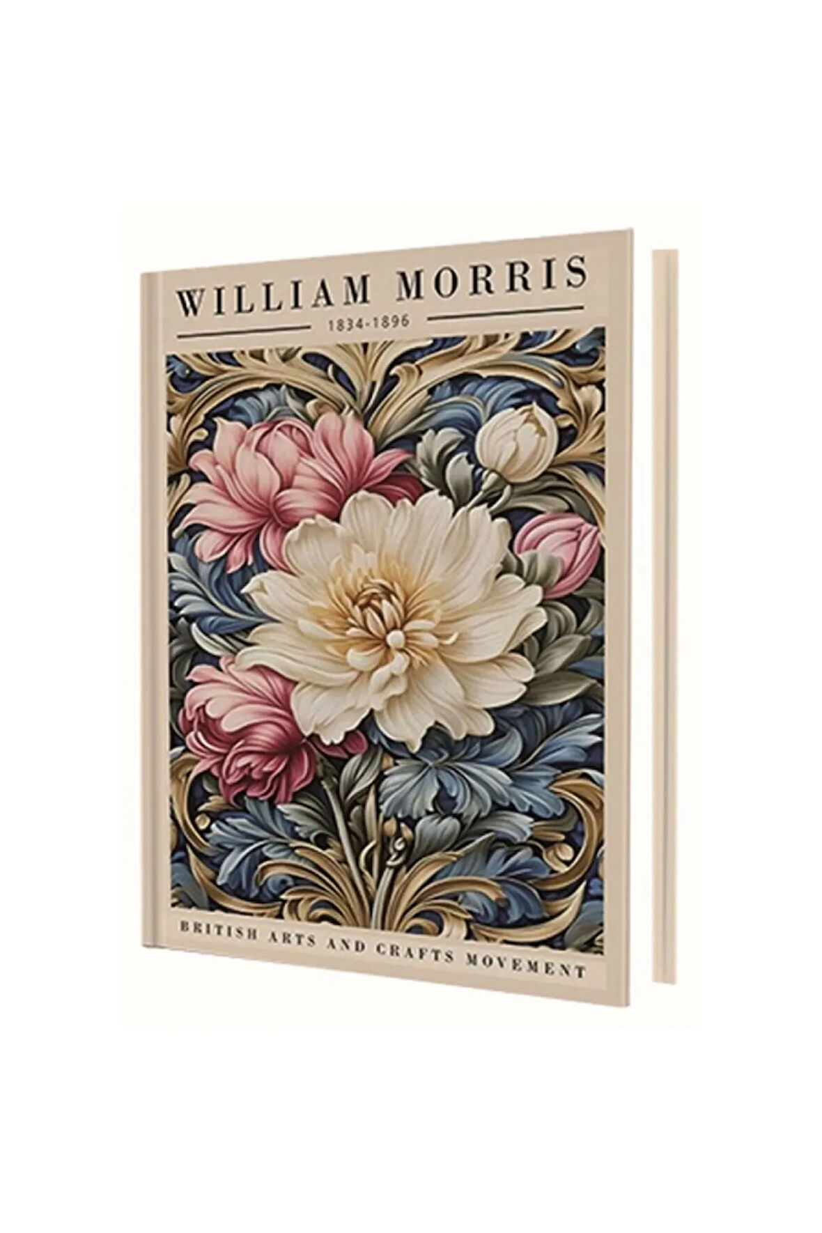 14X20 WHITE FLOWER ( WILLIAM MORRIS ) SERT KAPAK ÇİZGİLİ DEFTER 96 YP