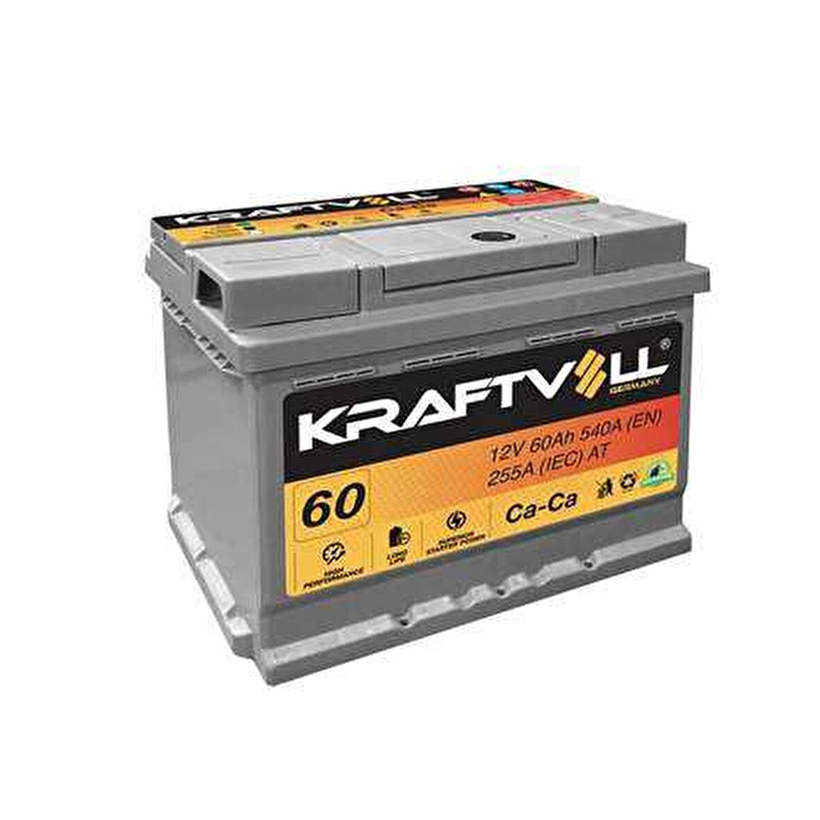 AKU 12V 60 AH L2 242×175×190 TAM KAPALI - KRAFTVOLL 18010007