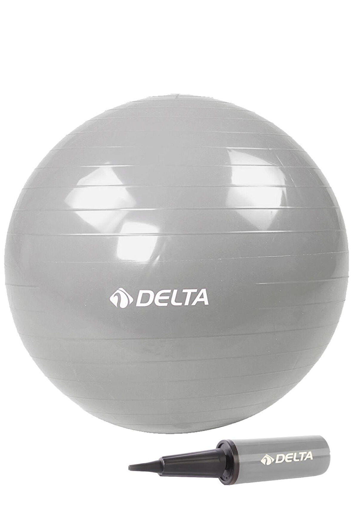 Delta 65 cm Silver Deluxe Pilates Topu Ve Çift Yönlü Pompa Seti-GÜMÜŞ