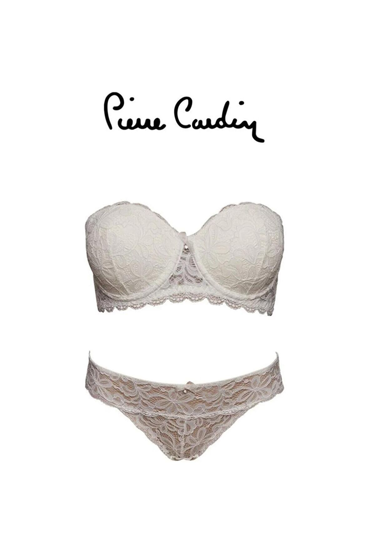 Pierre Cardin Kadın Daisi Balenli Destekli Straplez Sütyen Takım 4616 - Ekru