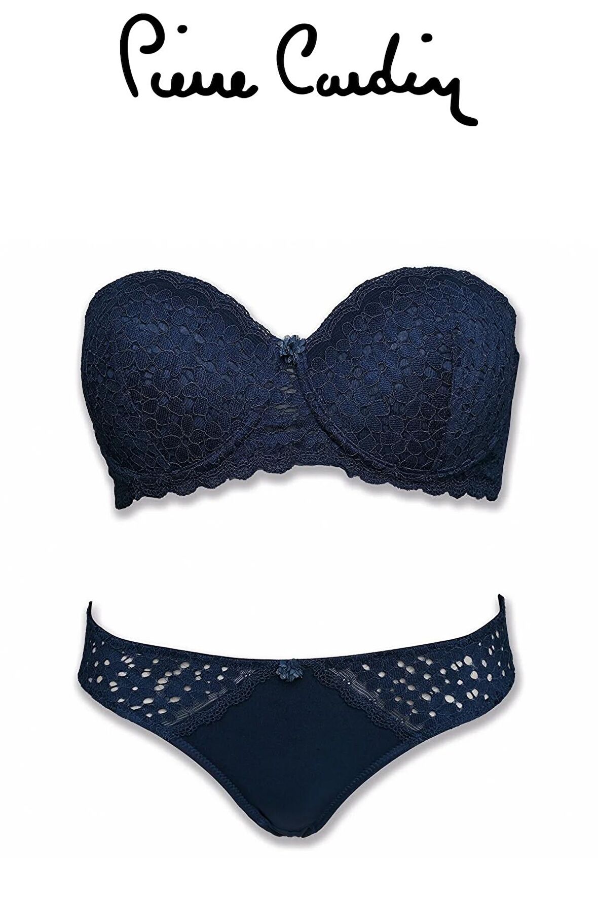 Pierre Cardin Kadın Pansy Balenli Destekli Straplez Sütyen Takım 4581 - Lacivert 