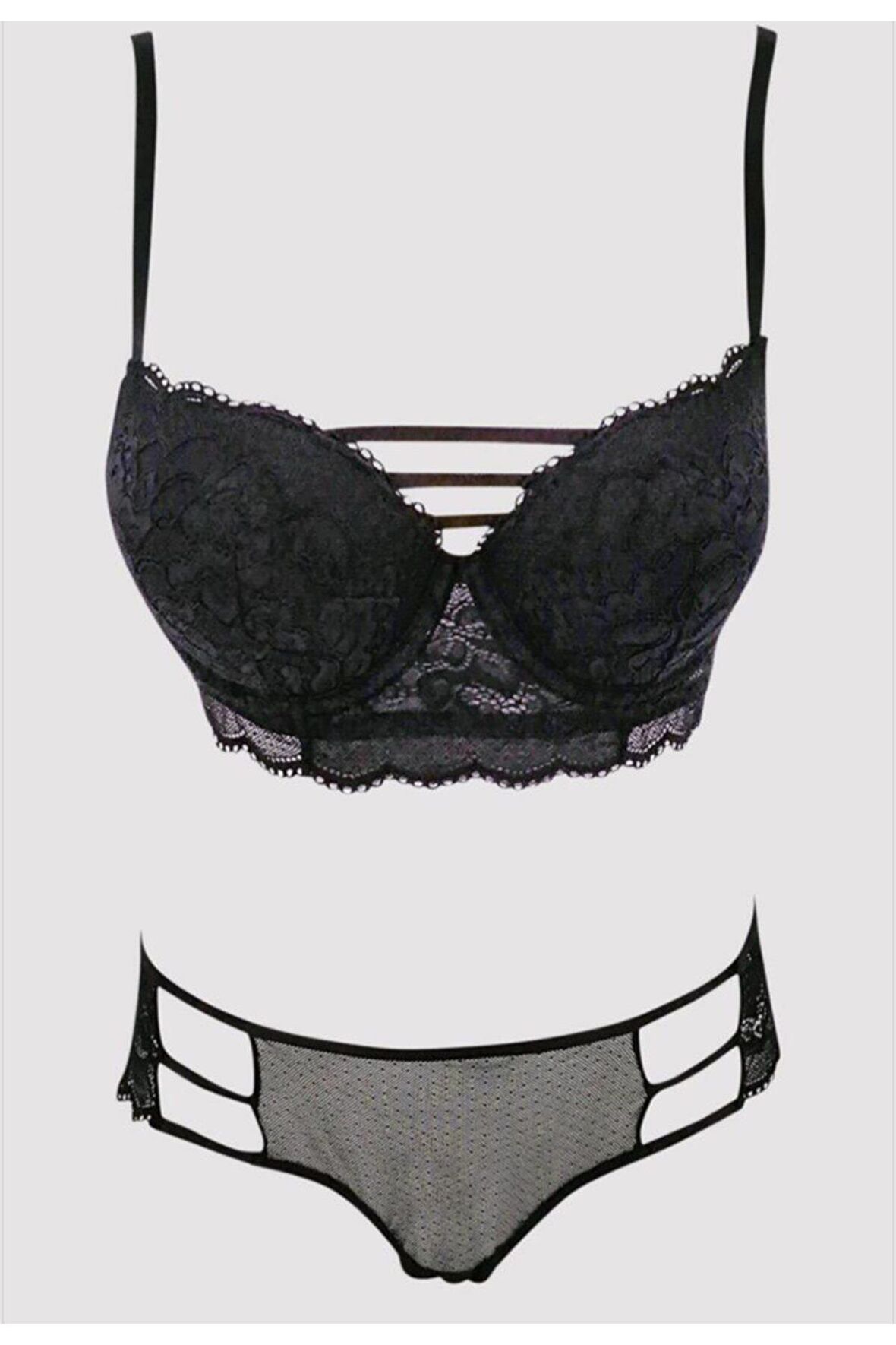 Pierre Cardin Paris Balenli Boş Kap Sütyen Takımı 4750 - Siyah