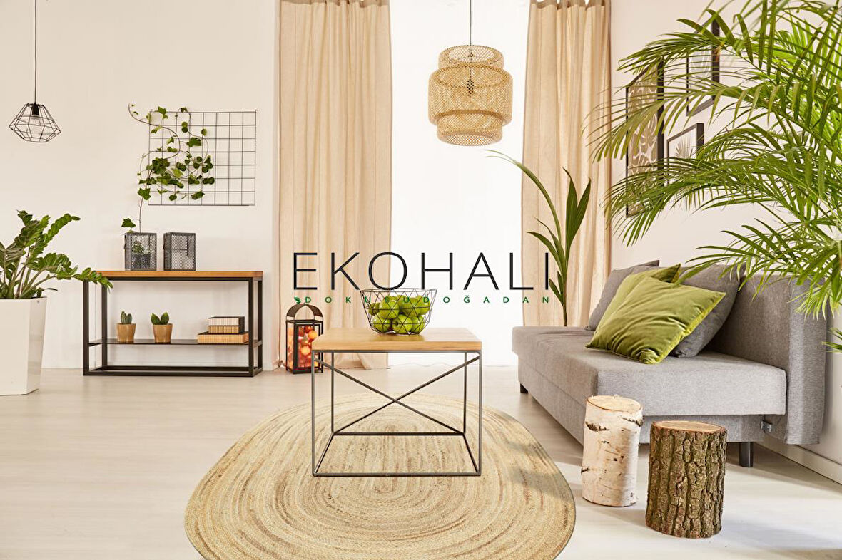 Juno Koleksiyonu Jüt ile üretilen el dokuma sisal kilim ECH 01E Natural