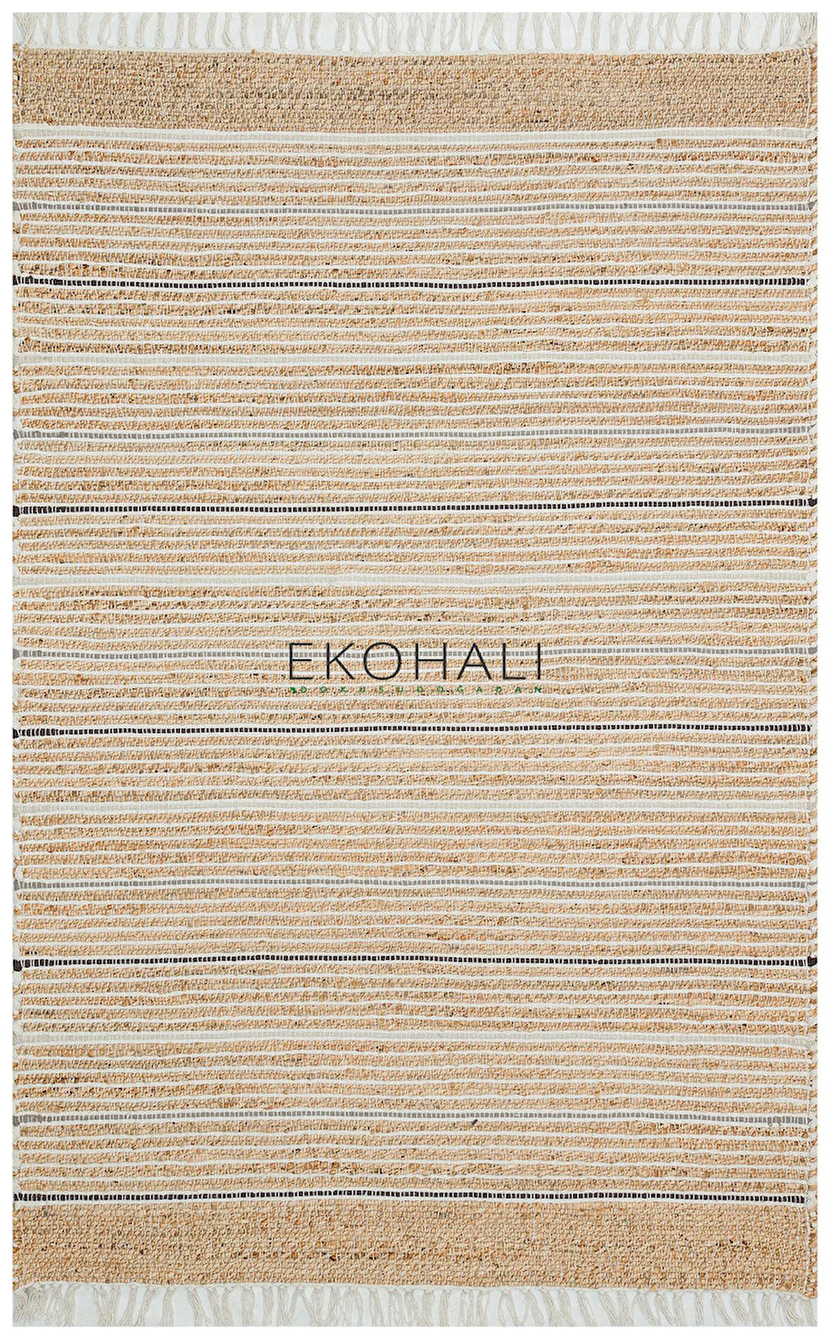 Juno Koleksiyonu Jüt ile üretilen el dokuma sisal kilim ECH 05 Natural Grey