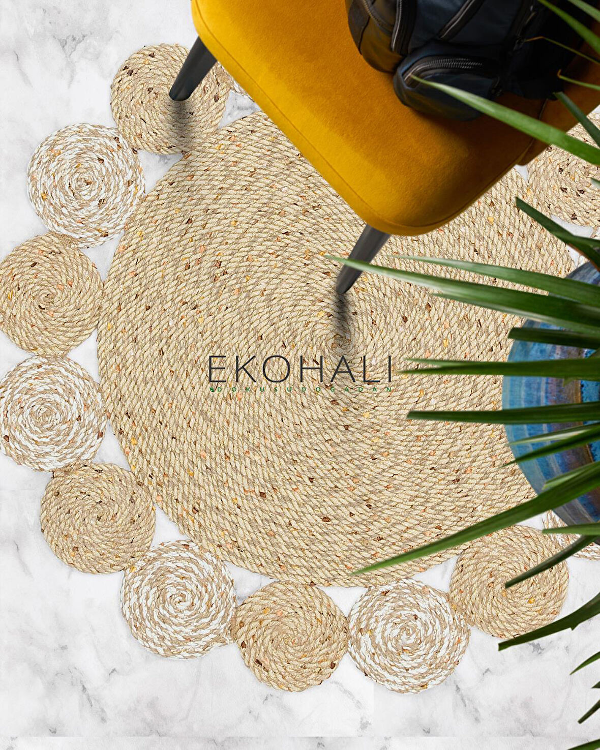 Patna Koleksiyonu Jüt Örgü Halı PTN 03 Natural White