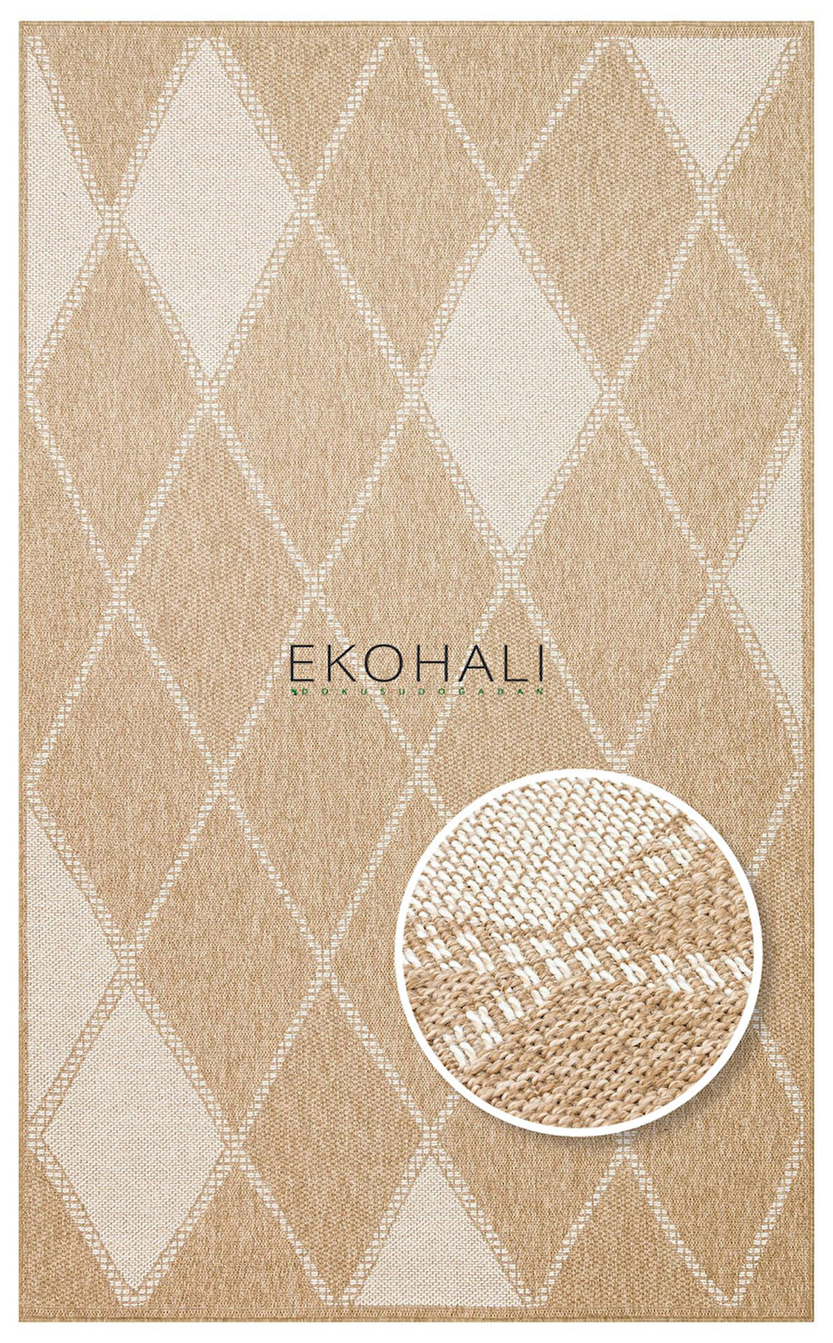Salda Koleksiyonu iç ve Dış Mekan Kullanımına Uygun Jüt Görünümlü Yumuşak Dokulu Sisal Kilim SLD 04 Natural White