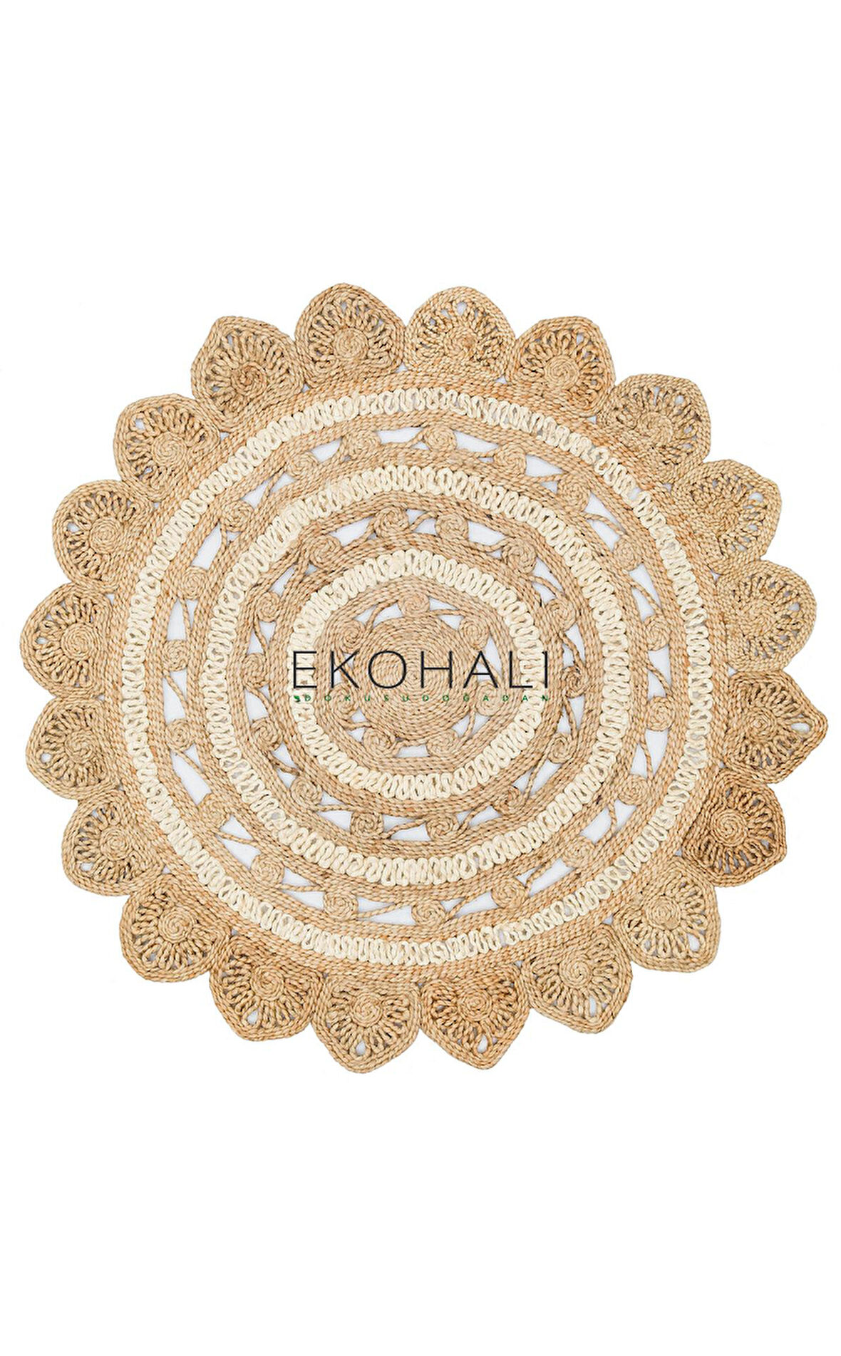 Solo Koleksiyonu Jüt ile üretilen el dokuma sisal kilim CA-105 Natural White XW