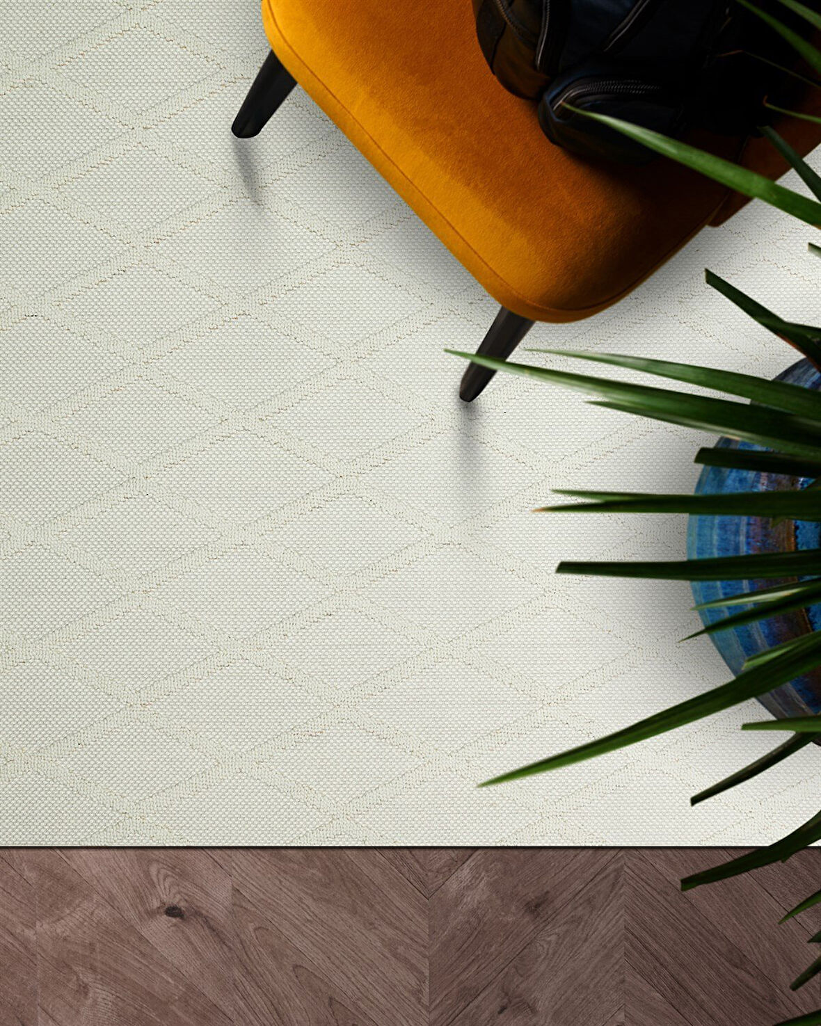 Cozy Koleksiyonu Hav Vermeyen Özel İpler ile Üretilen Örgü Desenli Halı CZY 04 Cream