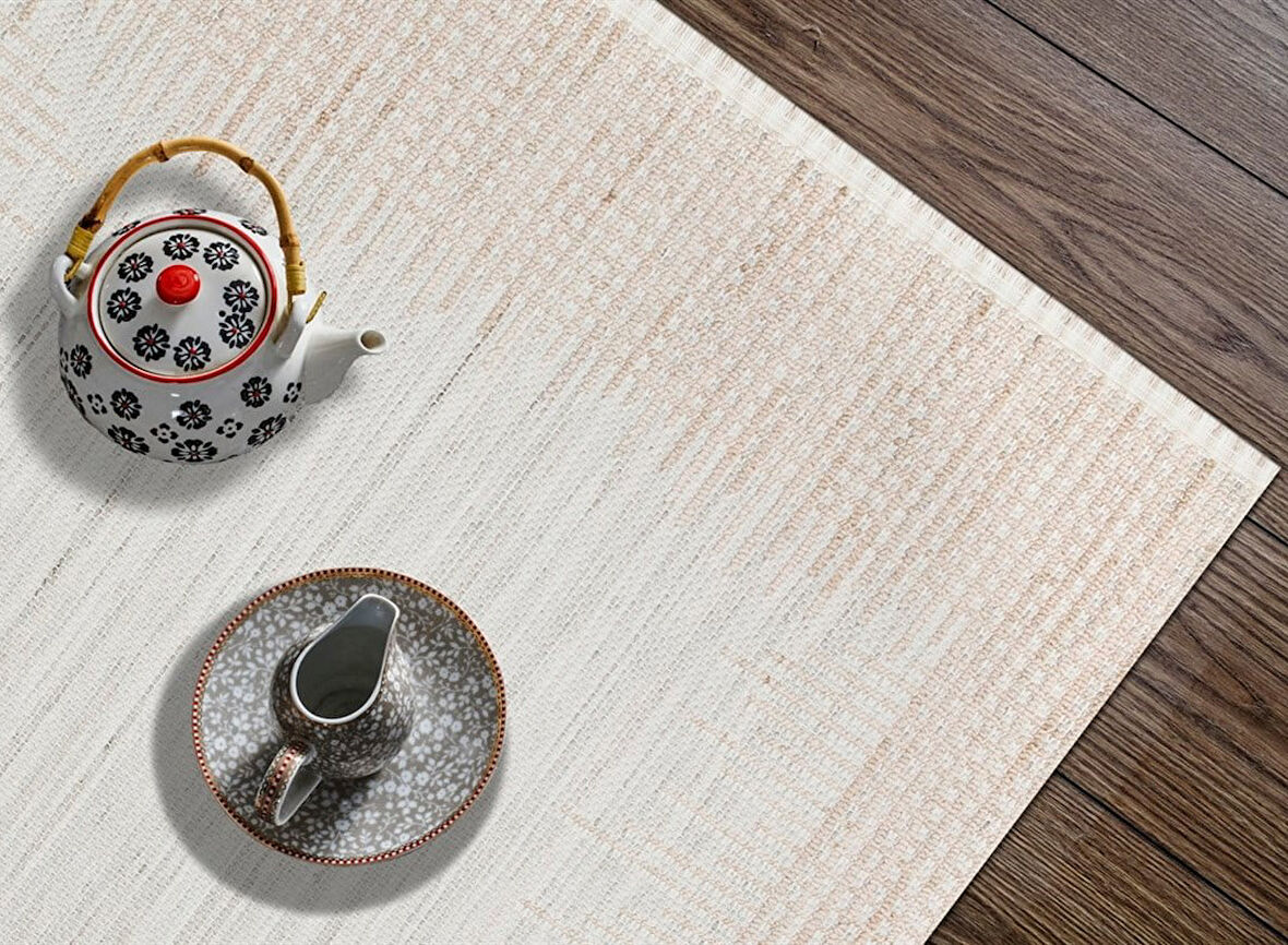 Eko Cozy Koleksiyonu Hav Vermeyen Özel İpler ile Üretilen Örgü Desenli Halı CZY 01 Bej