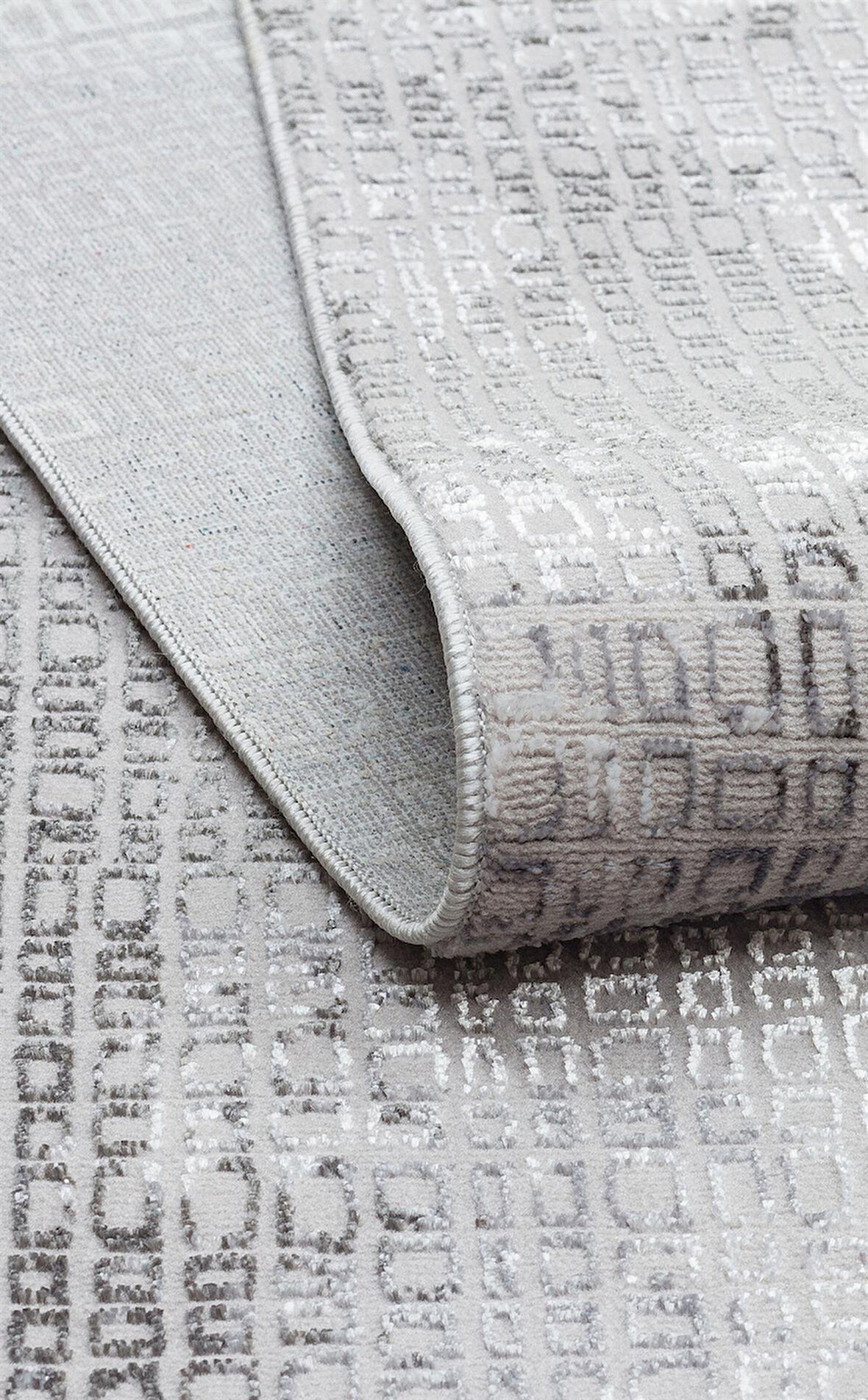 Sateen Koleksiyonu Makinede yıkanabilen, kolay kullanımlı kaymaz taban halı ST108 Koyu Gri