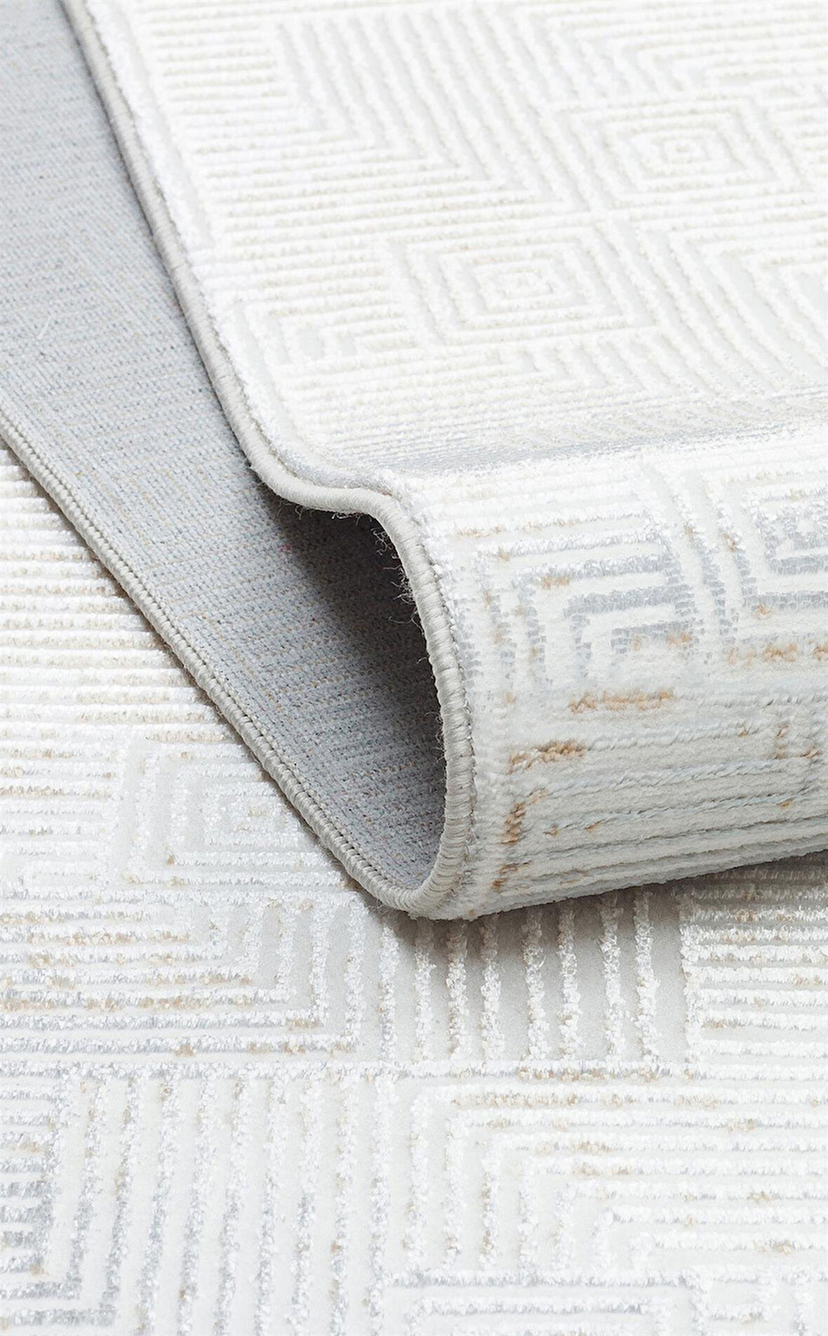 Sateen Koleksiyonu Makinede yıkanabilen, kolay kullanımlı kaymaz taban halı ST109 Krem Bej