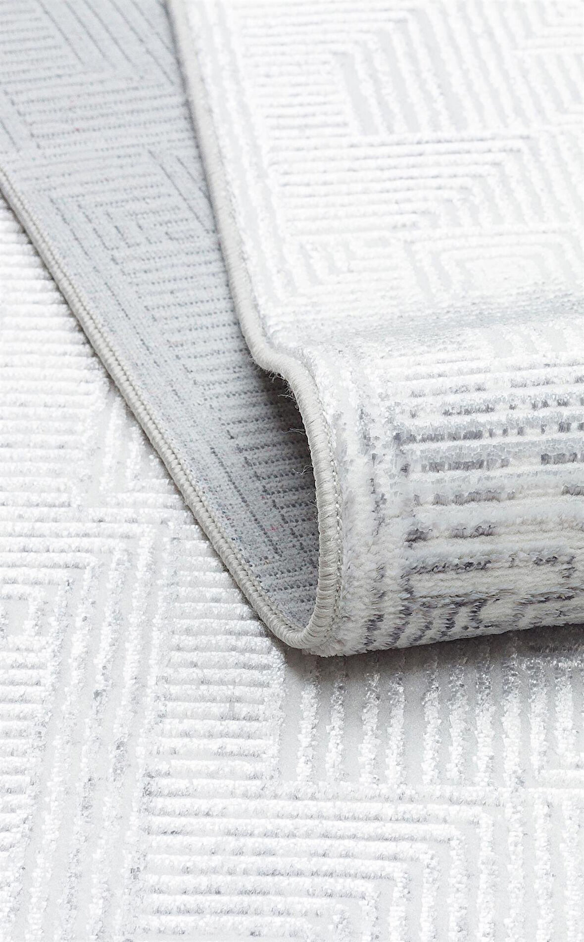 Sateen Koleksiyonu Makinede yıkanabilen, kolay kullanımlı kaymaz taban halı ST109 Krem Gri