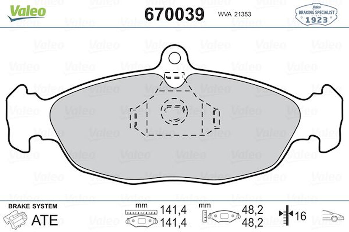 Opel On Fren Balatası Astra F Corsa B Vectra A Tigra Combo 1,2 / 1,4 / 1,7 - Valeo 670039