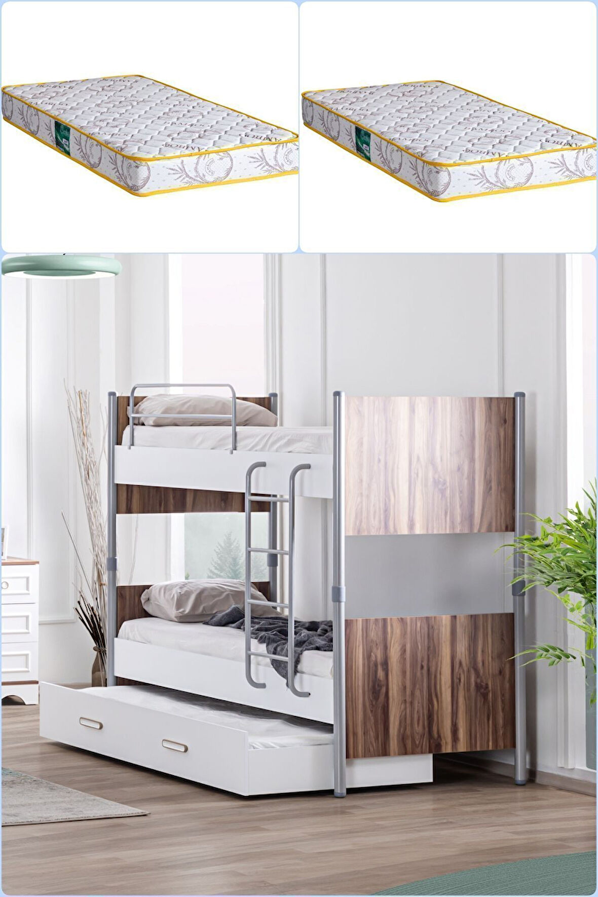 Ranza, Poyraz Metal Ayrılabilir Yavrulu Ranza 2 Adet Comfort Yatak