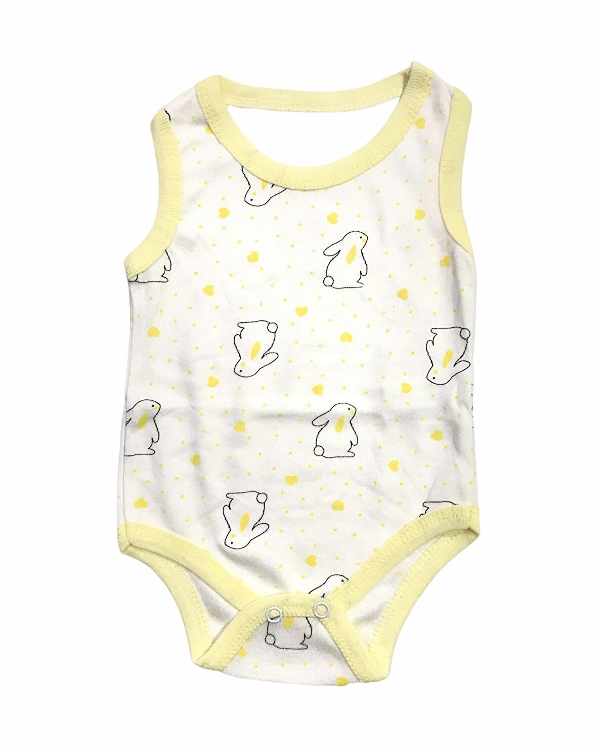 Rany Baby Atlet Body Desenli İnterlok Sarı Tavşan Desenli
