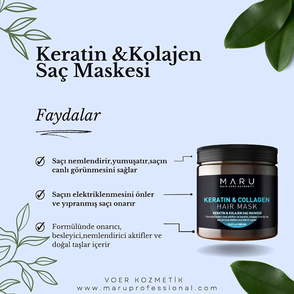 Keratin & Kolajen Saç Bakım Maskesi 500 Ml.