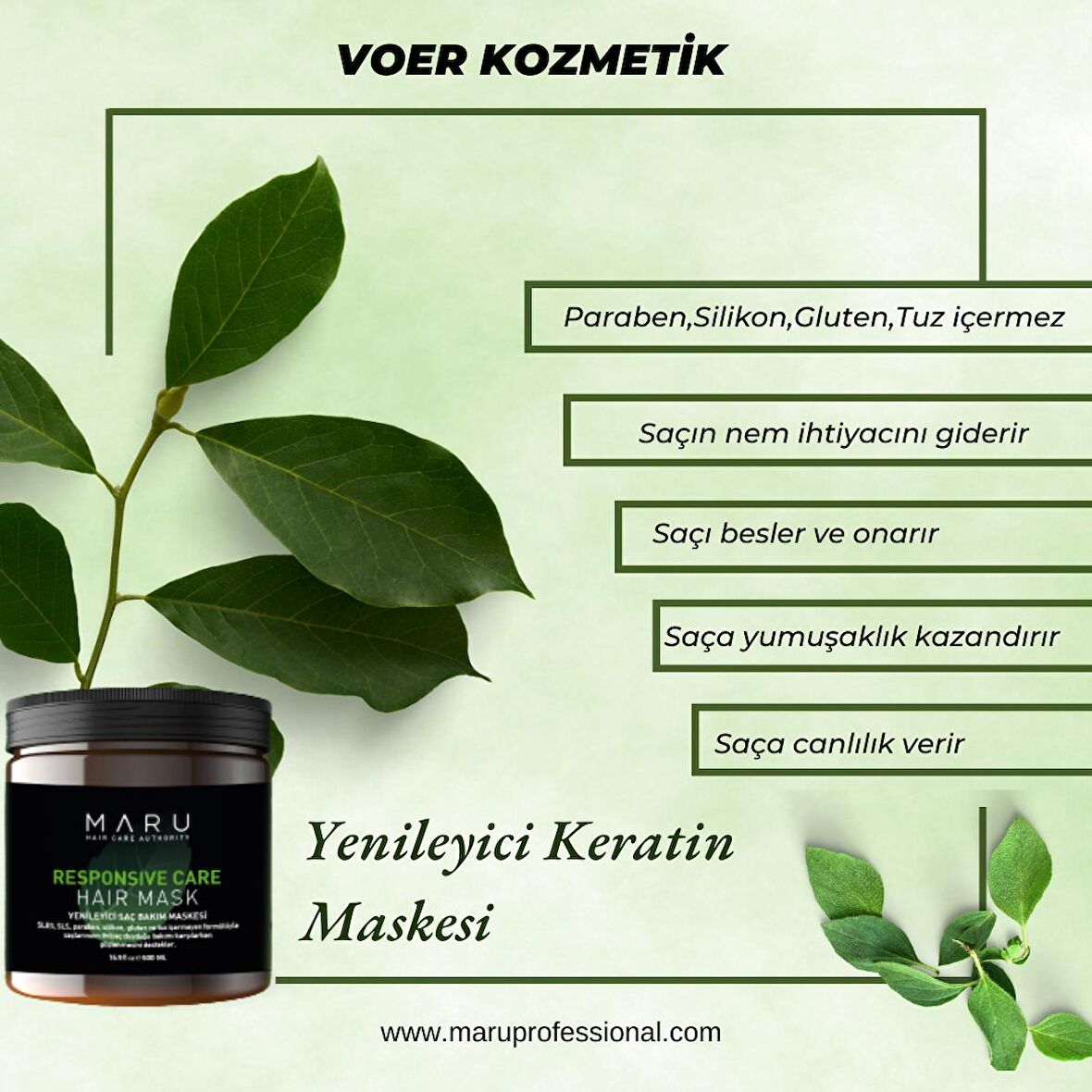 Tuzsuz Paraben Içermeyen Yenileyici Keratin Saç Bakım Maskesi 500 ml