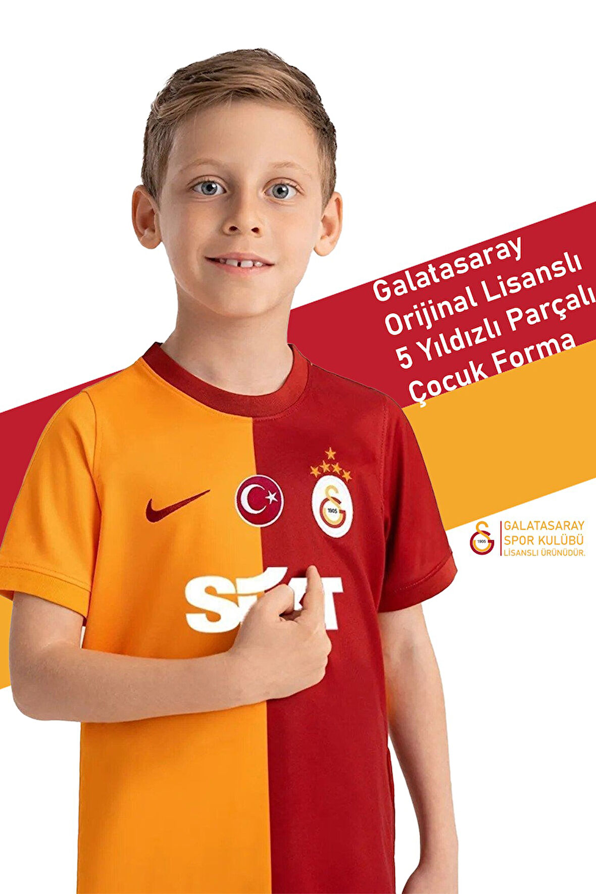 Galatasaray Orijinal Lisanslı 23-24 5 Yıldızlı Parçalı Sarı Kırmızı Çocuk Forma