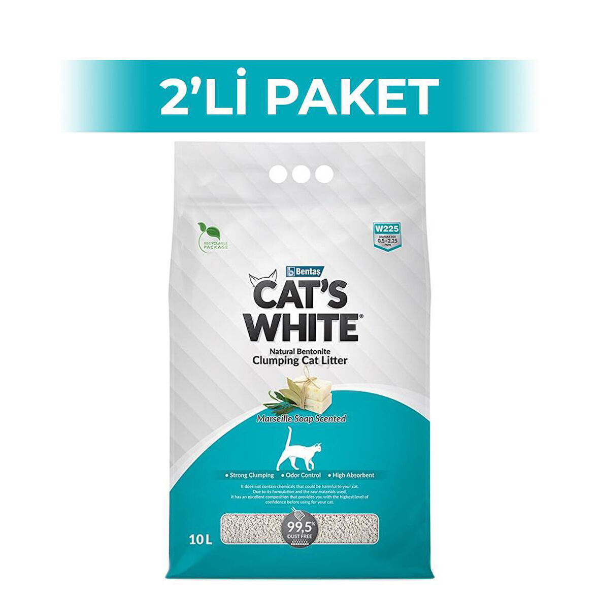 Cat's White Sabunlu Kedi Kumu 10 lt 2 Adet