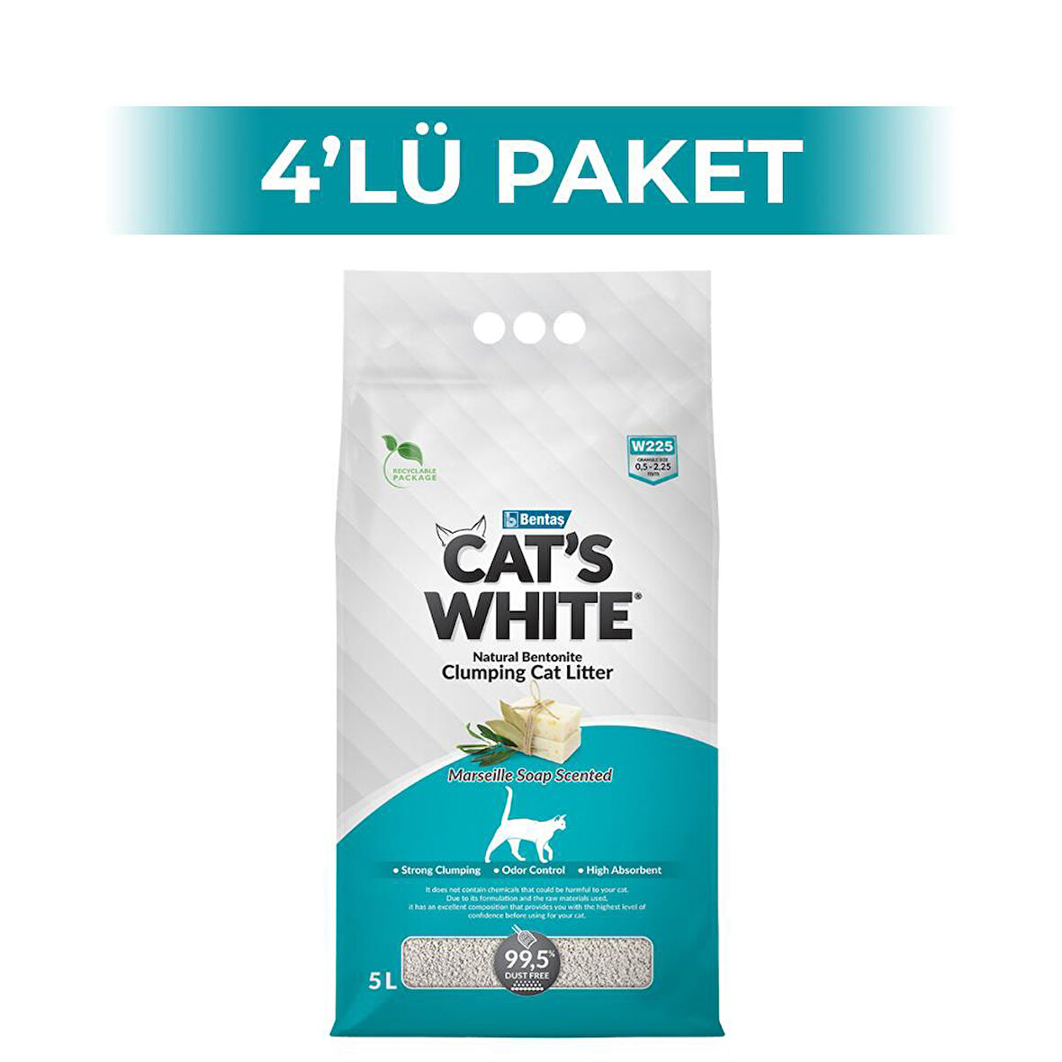 Cat's White Sabunlu Kedi Kumu 5 lt 4 Adet