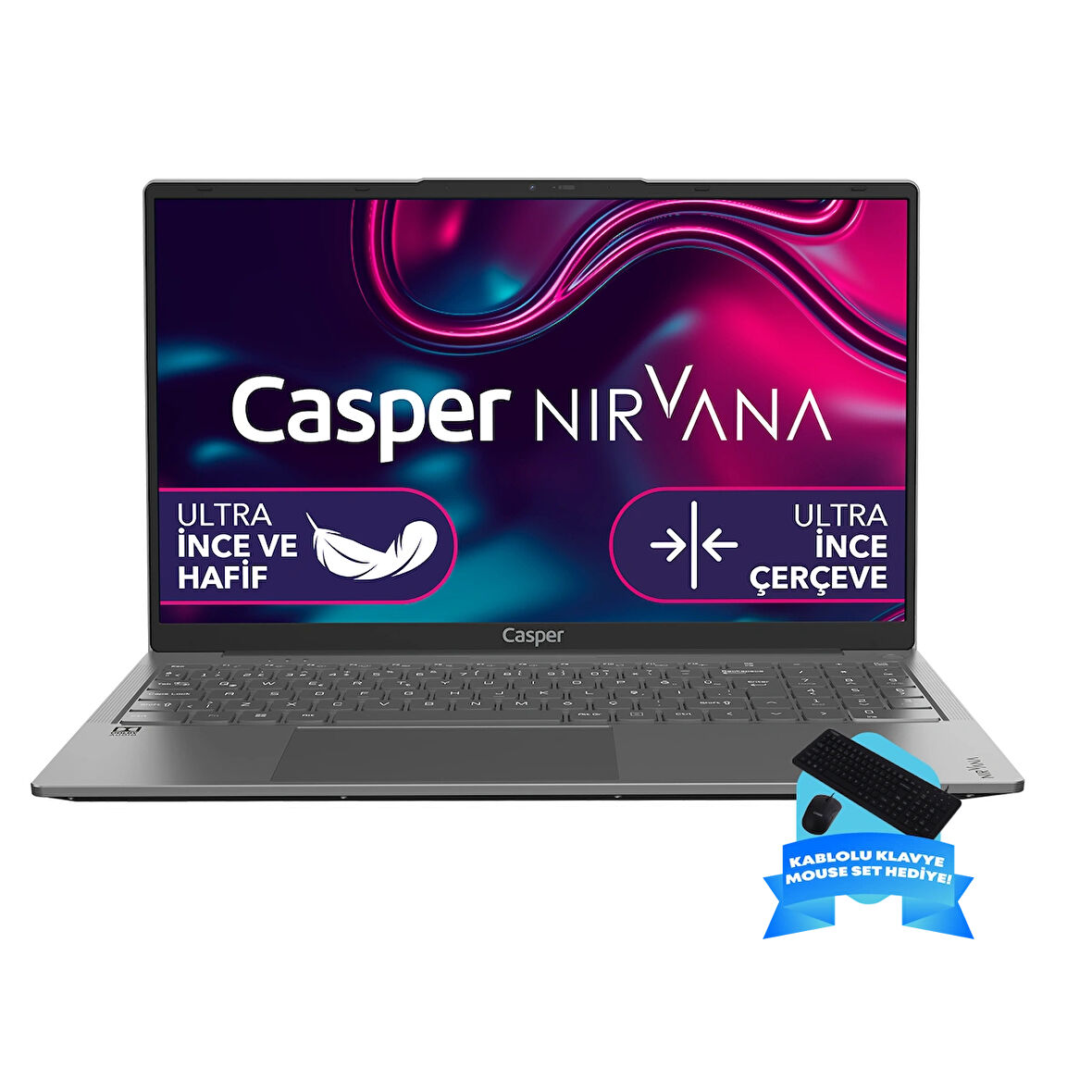 Casper Nirvana X600.1270-DU00A-G-F-D2D1 Intel Core i7-12700H 32GB RAM 250GB NVME SSD Windows 11 Home + Kablolu Klavye-Mouse Set Hediye