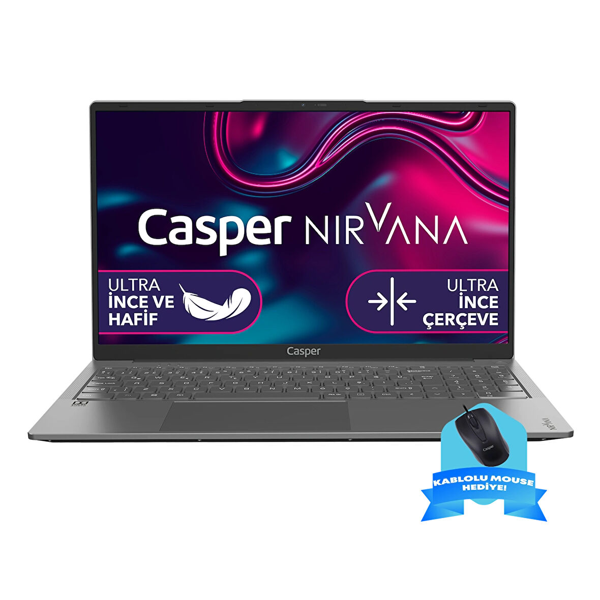 Casper Nirvana X600.1270-DU00A-G-F-KM35S Intel Core i7-12700H 32GB RAM 250GB NVME SSD Windows 11 Home + Kablolu Mouse Hediye