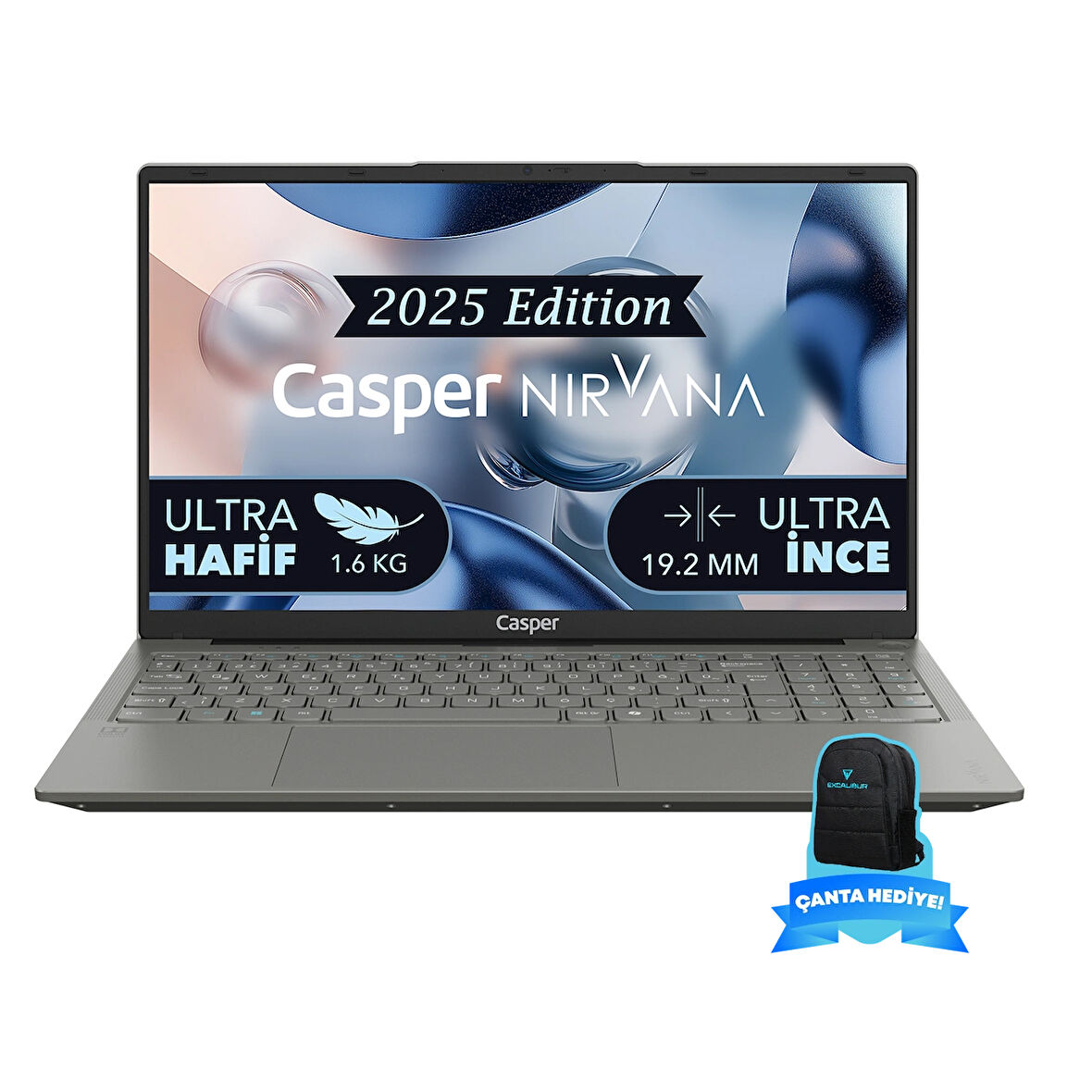 Casper Nirvana X600.1342-8U00X-M-F-CANEX16 Intel Core i5-13420H 8GB RAM 250GB NVME SSD Freedos ' + Excalibur 15.6"-16" Sırt Çantası Siyah Hediye