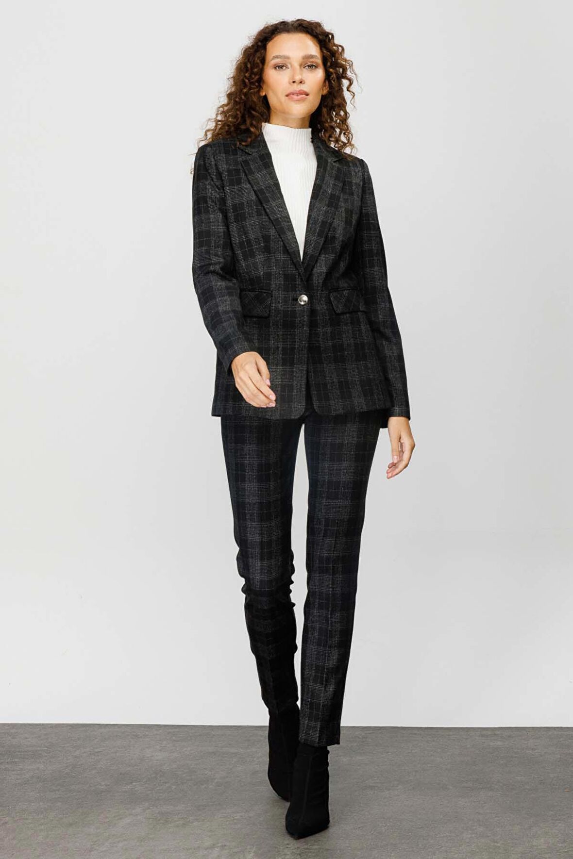 Ekol Kadın Dar Paça Desenli Pantolon 4079 Siyah