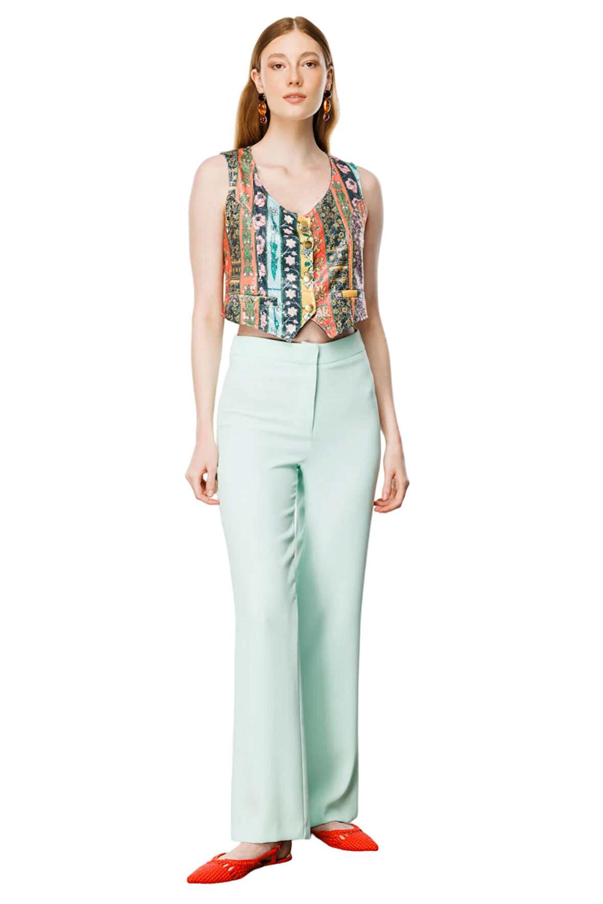 Ekol Bol Paça Normal Bel Mint Kadın Pantolon 24EKL01208