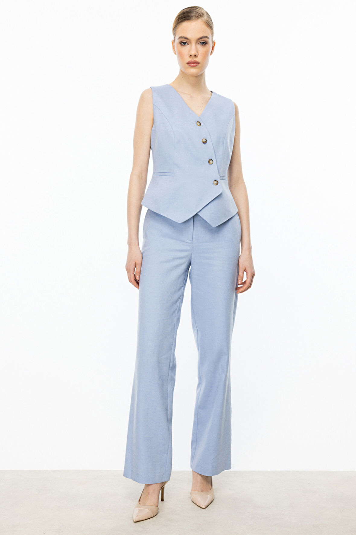 Ekol Kadın Boru Paça Yandan Cepli Pantolon 4080 Mavi