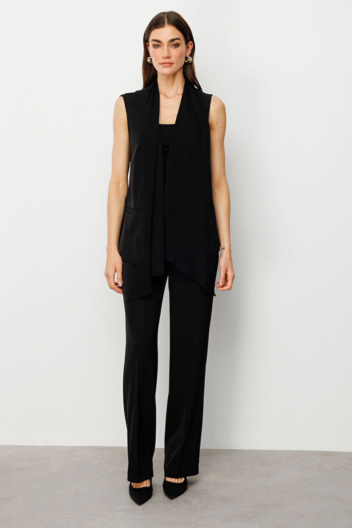 Ekol Kadın Bol Paça Cepsiz Pantolon 6504 Siyah