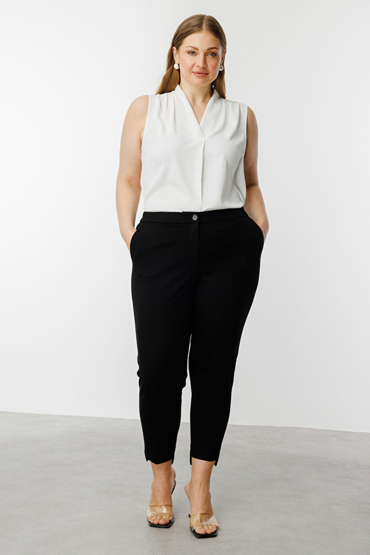 Ekol Kadın Büyük Beden Beli Lastikli Pantolon 2072 Siyah