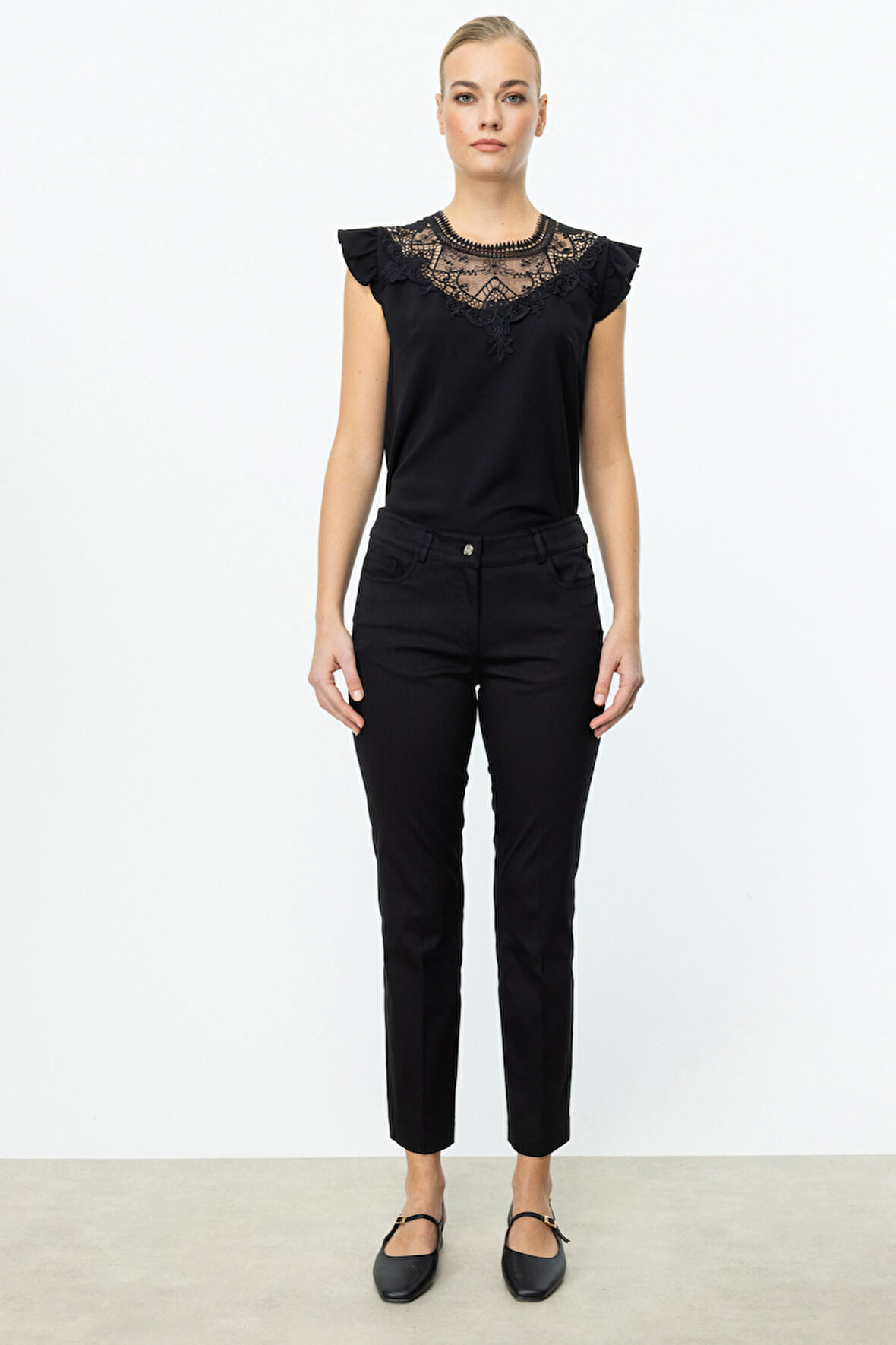 Ekol Kadın Köprülü Dar Paça Pantolon 2022 Siyah